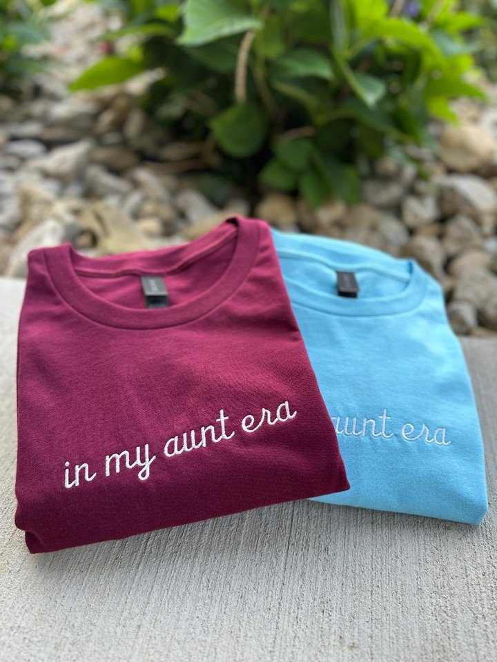 Custom Embroidered In My Aunt Era T-Shirt #embroidery #era #aunt #EosAndFlora #ootd