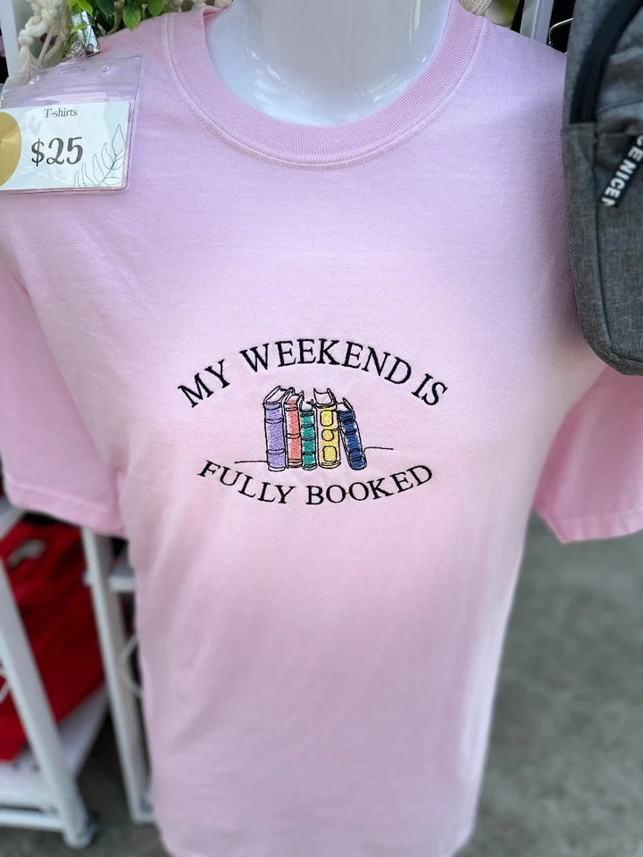 Custom Embroidered My Weekend Is Fully Booked #embroidery #booklover #reader #EosAndFlora #ootd