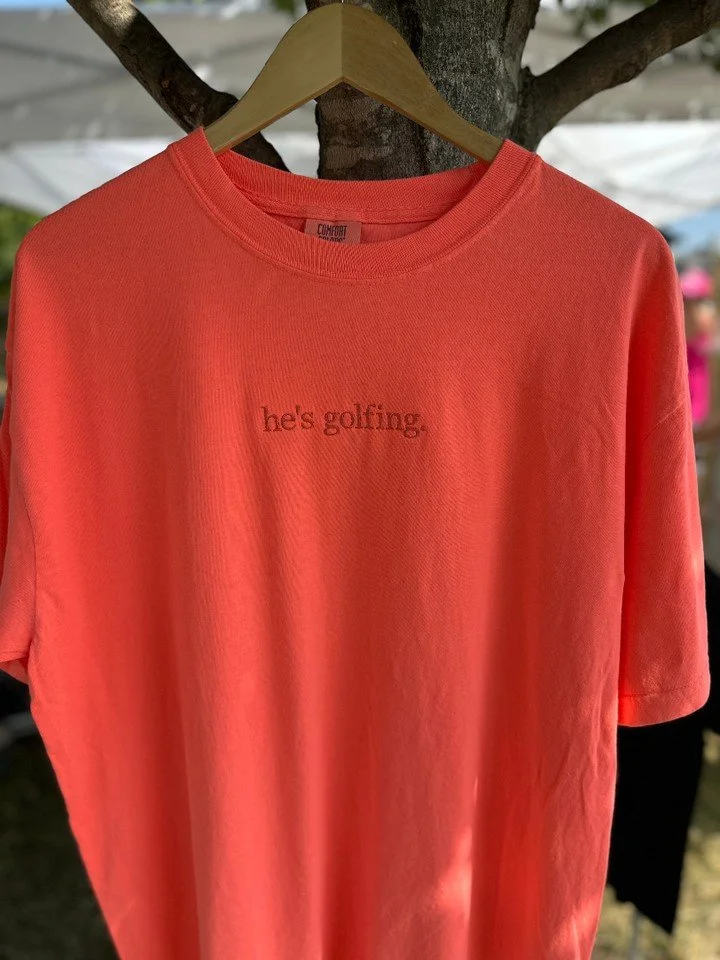 Custom Embroidered He&rsquo;s Golfing #embroidery #golf #wife #EosAndFlora #ootd
