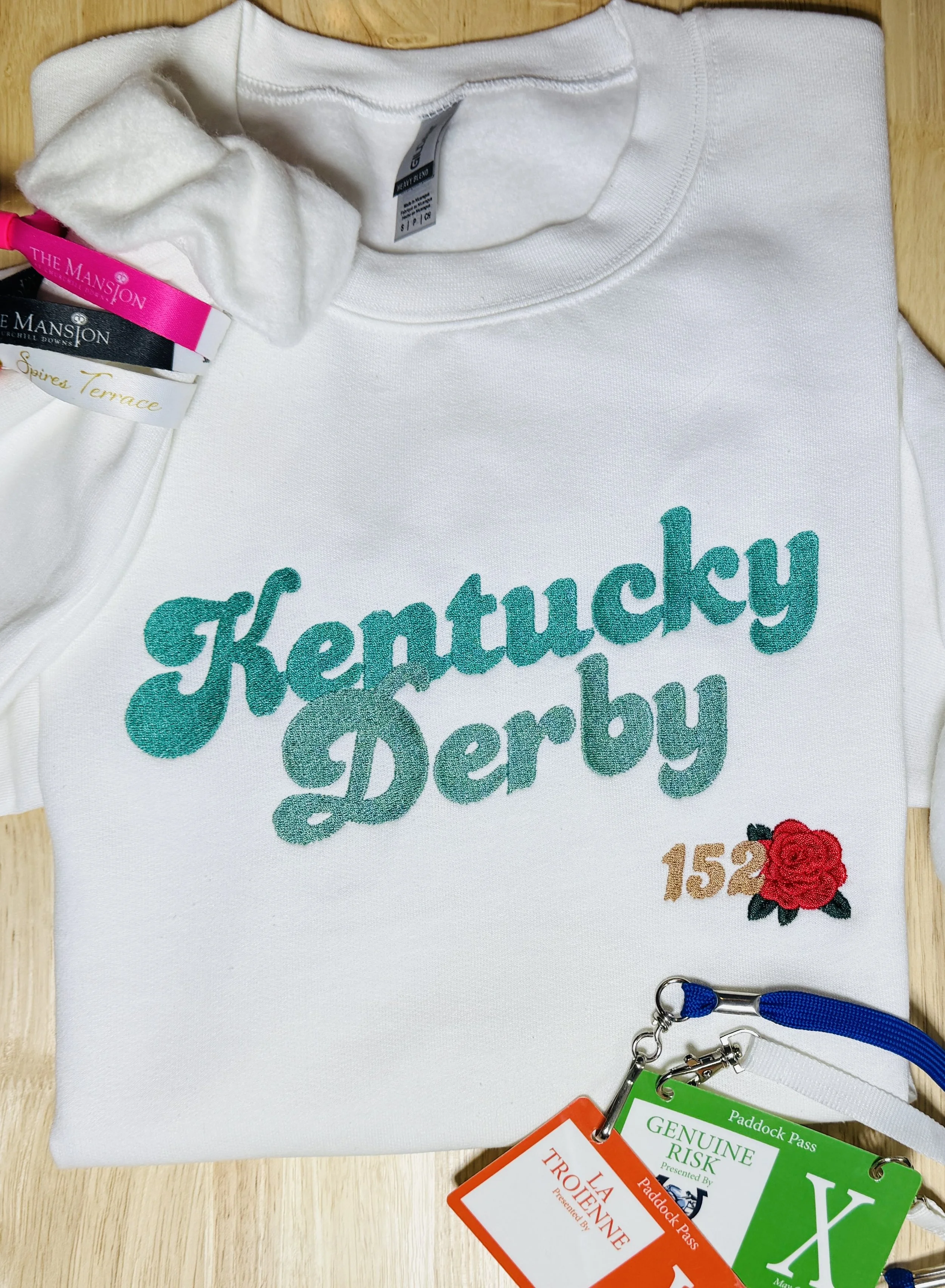 Retro Kentucky Derby Embroidered Sweatshirt & T-Shirt