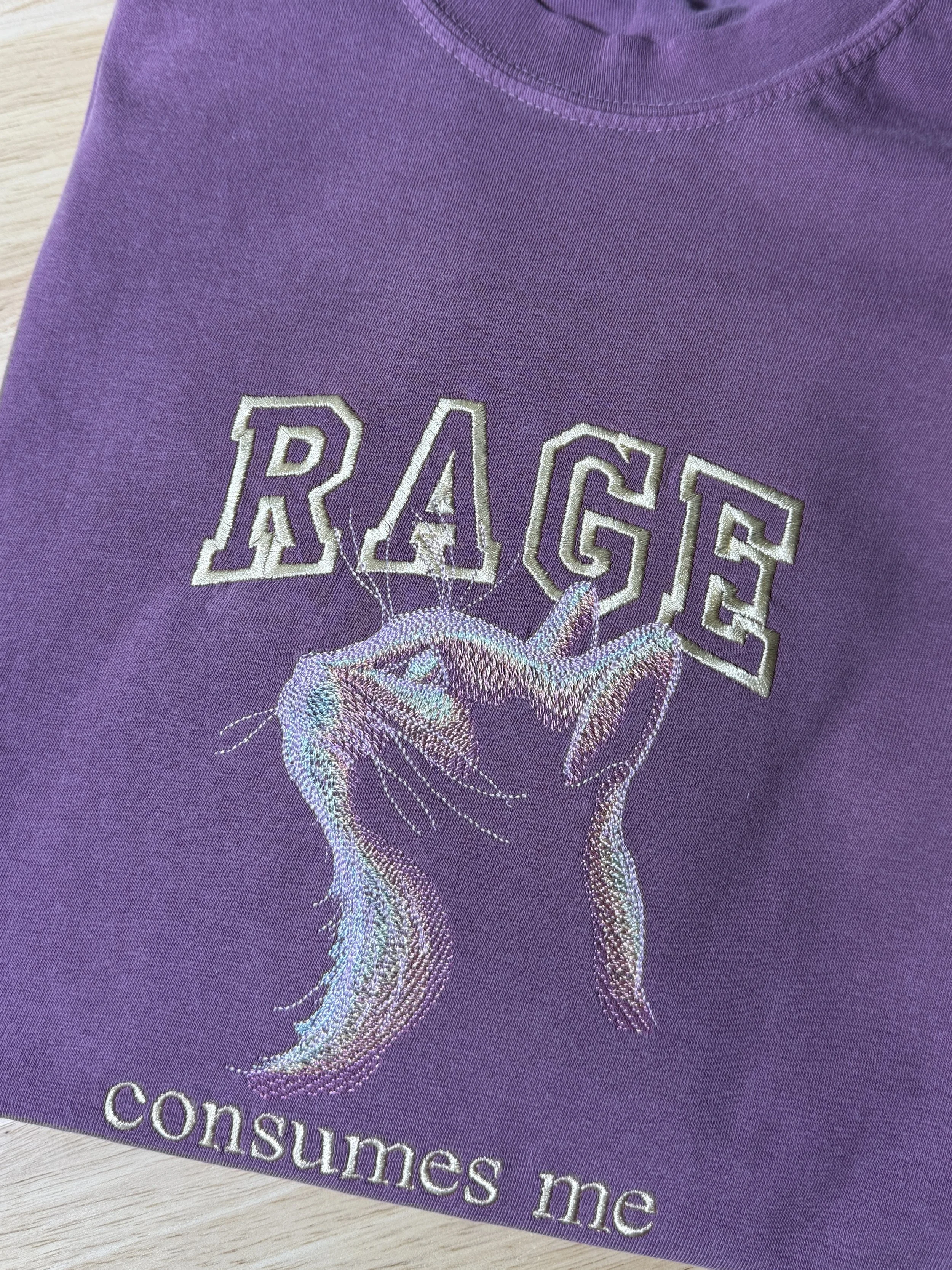 Rage Consumes Me Embroidered T-shirt