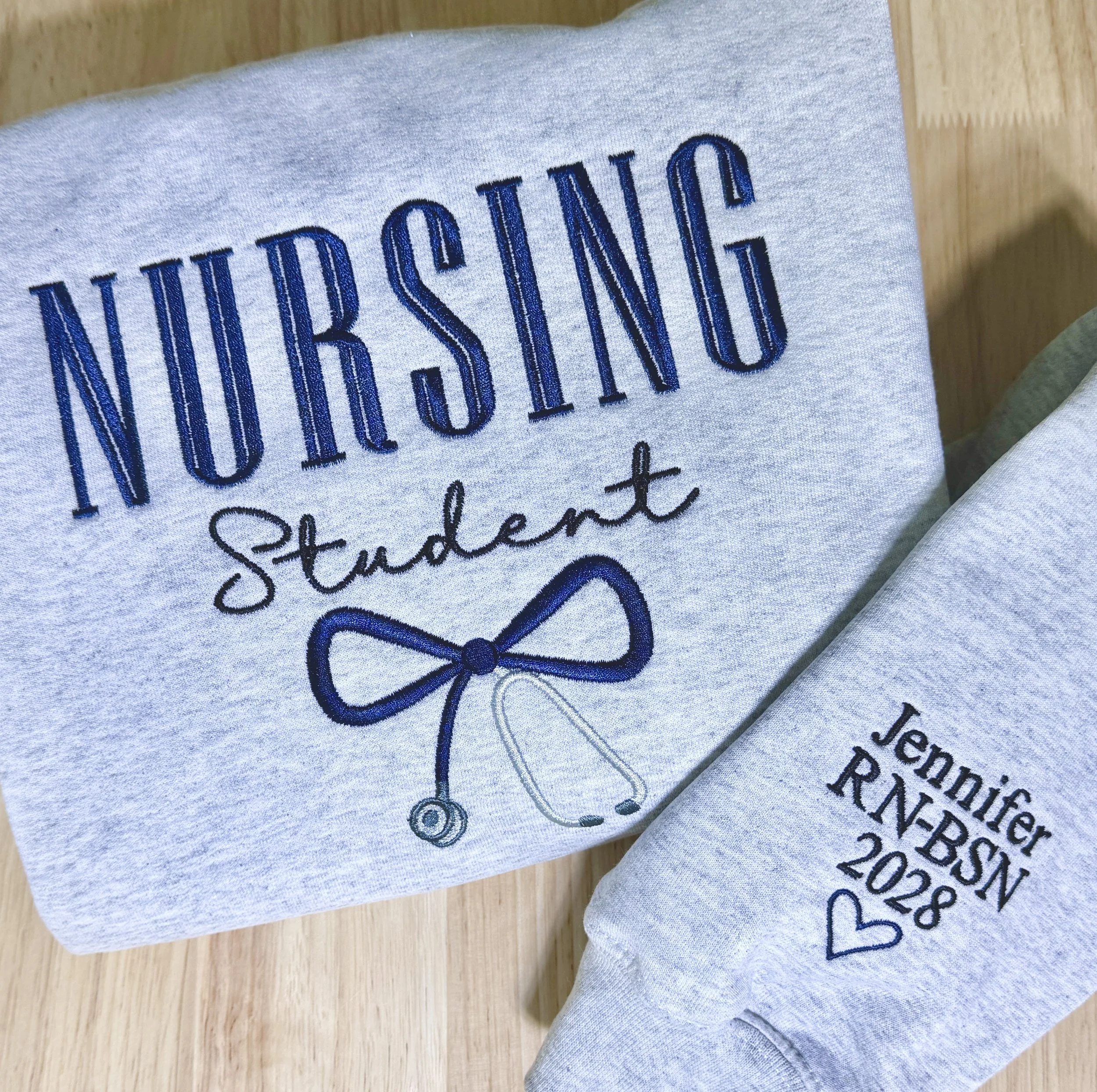 Personalized Nursing Student Embroidered Crewneck