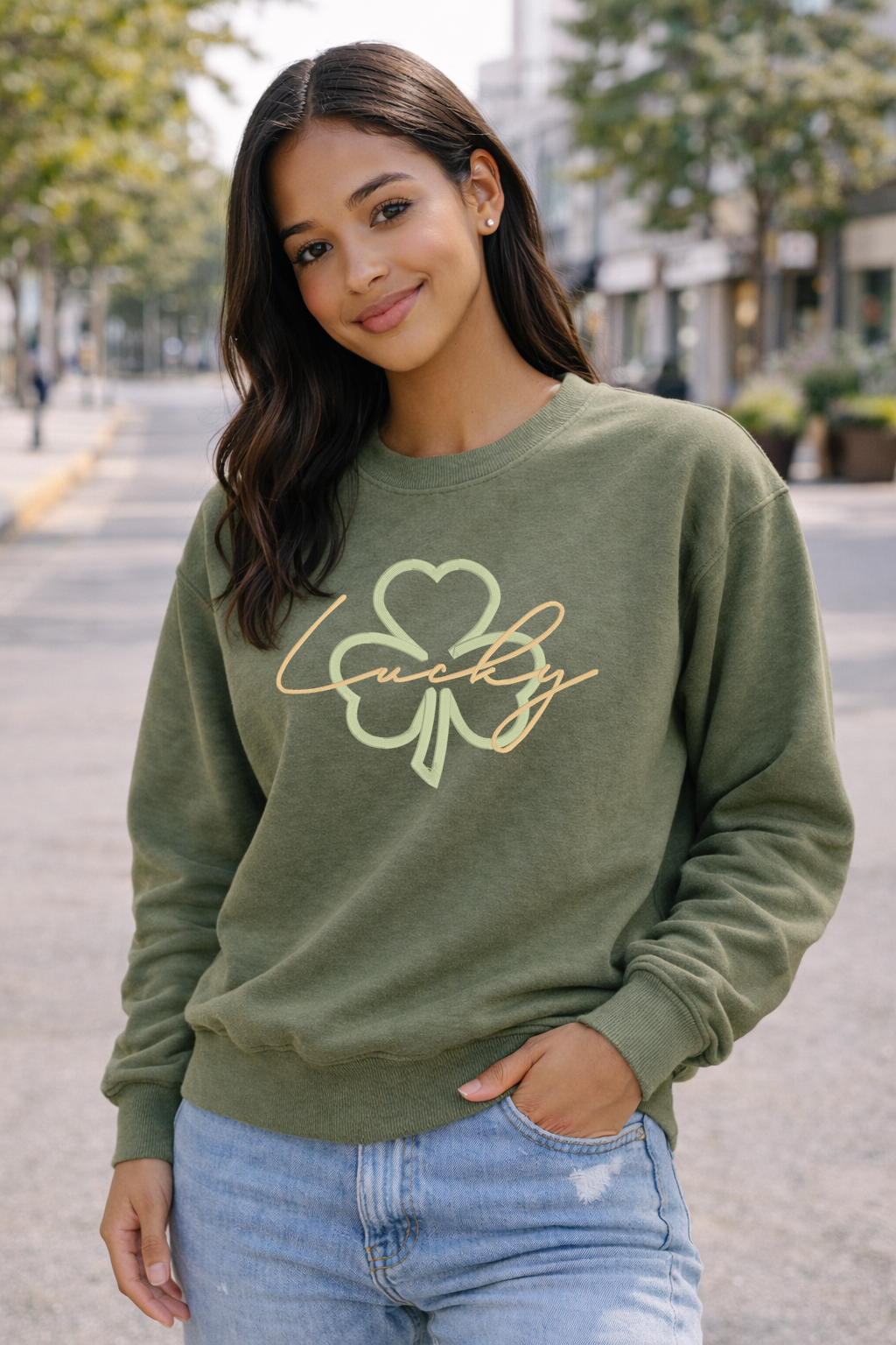 Lucky Shamrock Script Crewneck Sweatshirt
