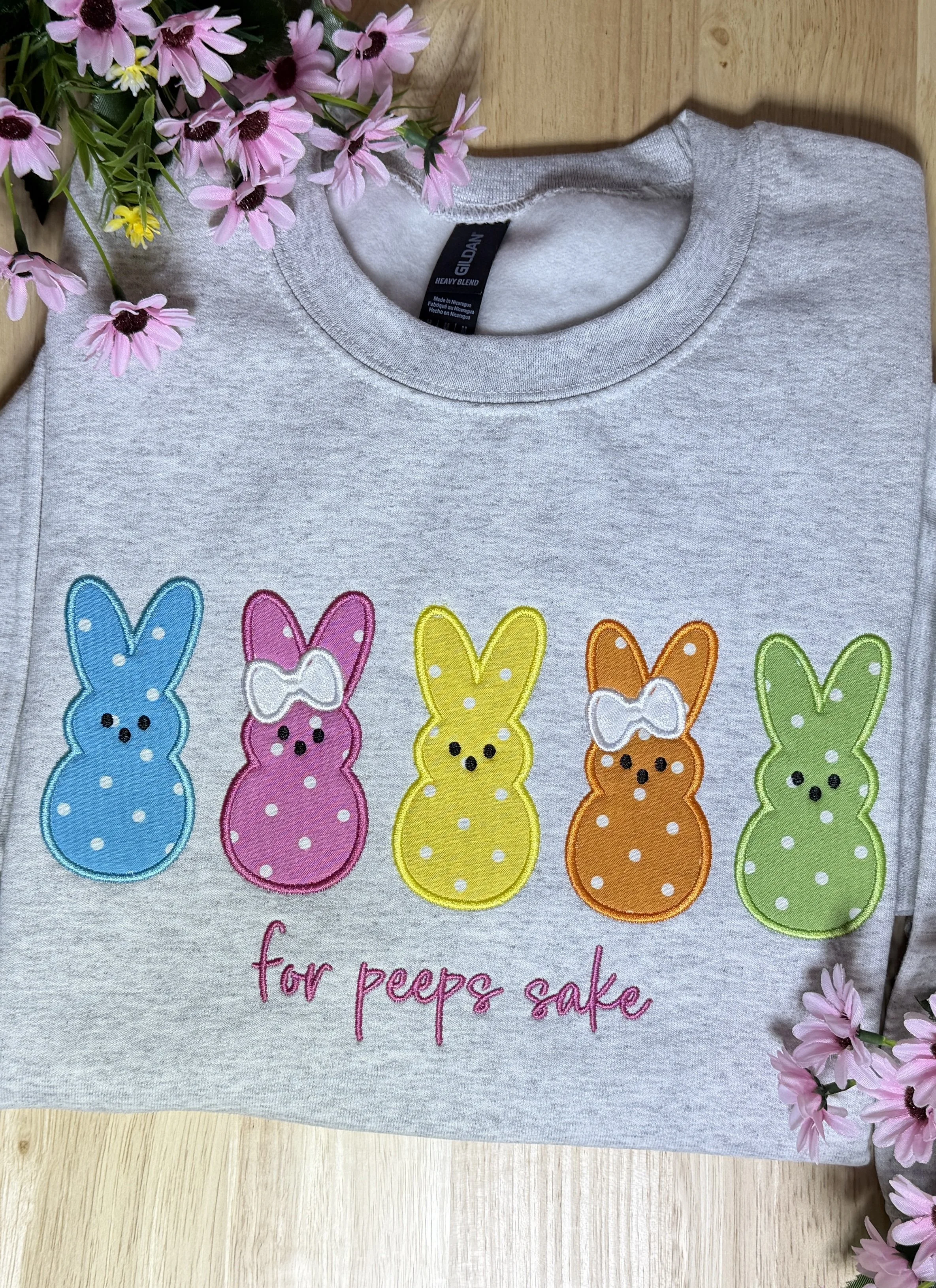 For Peeps Sake Appliqué Easter Crewneck