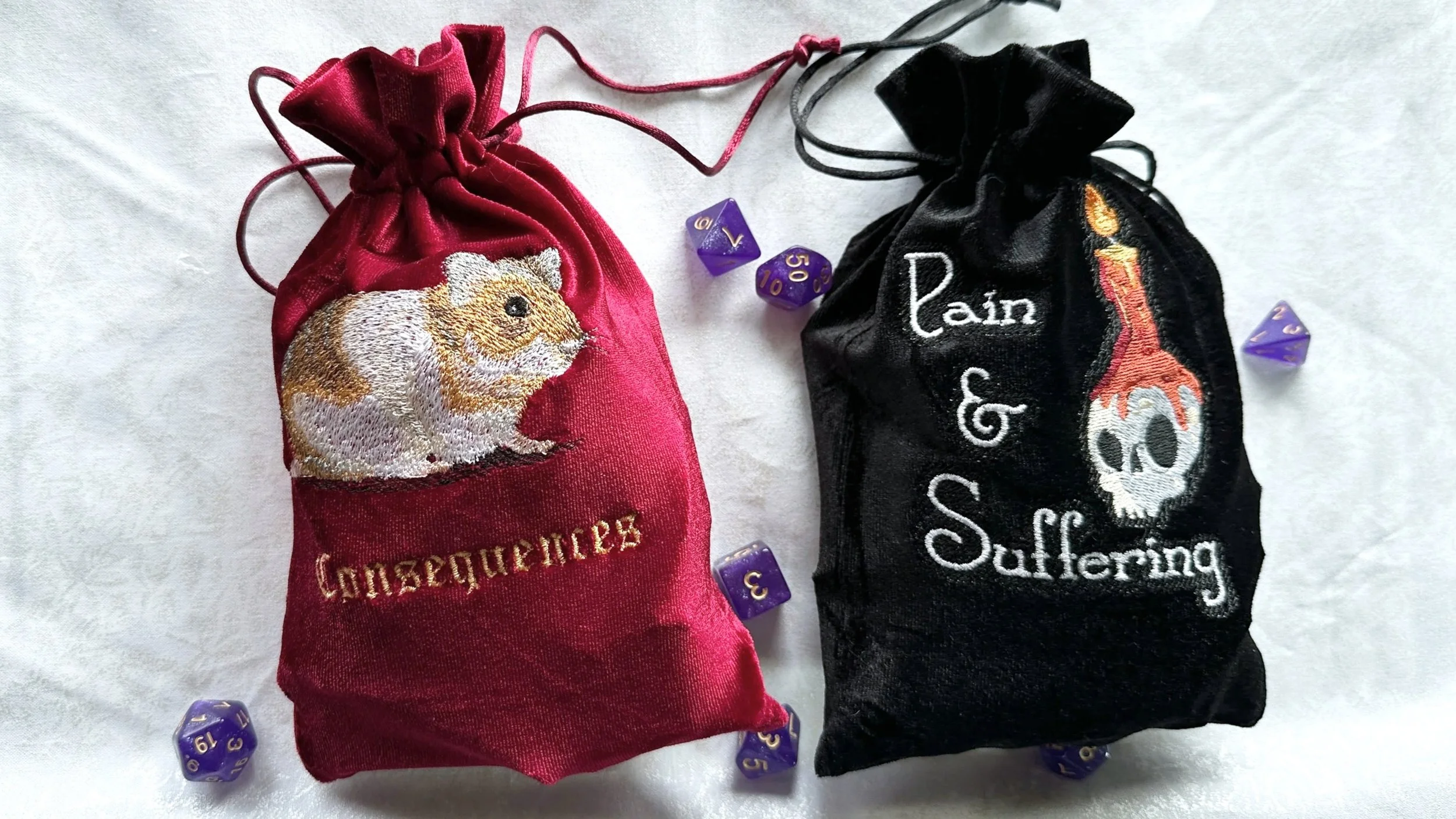 Custom Velvet Dice Bag + 7 Full Dice Sets