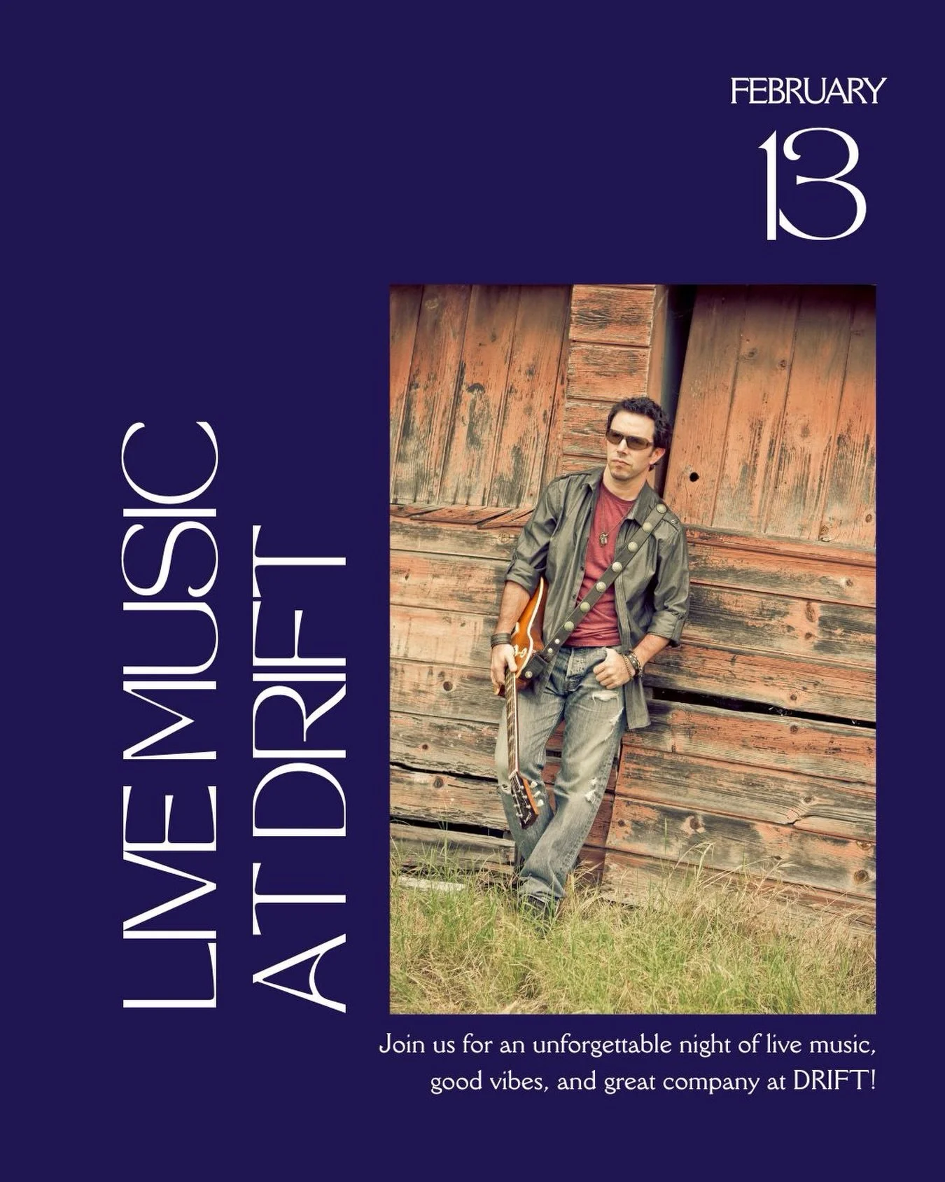 Live music at @driftlajolla 🎶

Join us for an evening with Chris James, playing live from 6&ndash;9PM on February 13. Good vibes, great tunes, and the perfect way to spend the night.