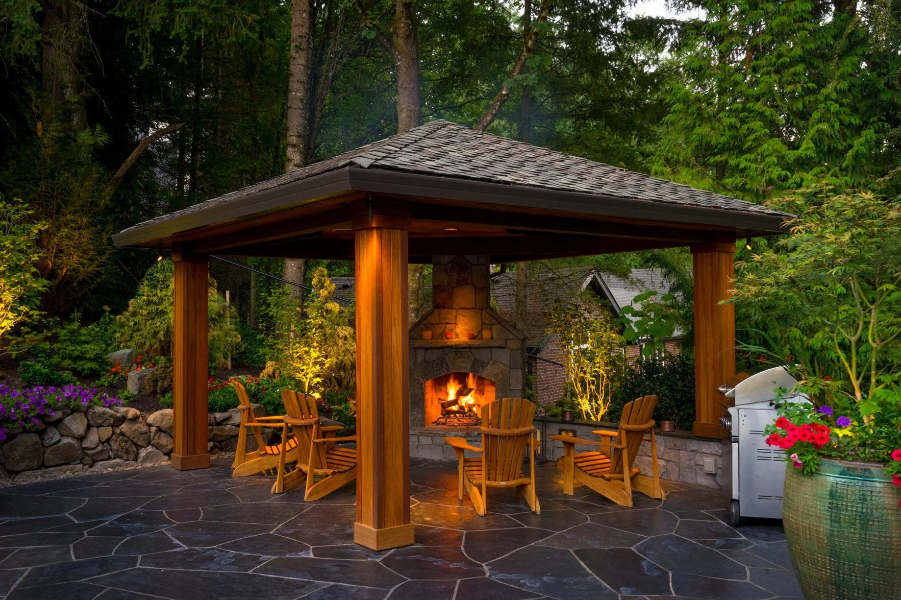 An outdoor patio and landscape project built by Big Sky Landscaping. 