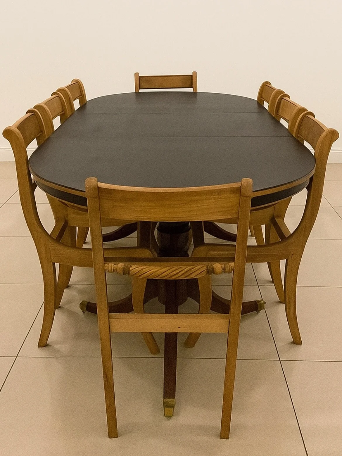 Recently, I&rsquo;ve been restoring this table and set of chairs &mdash; a rewarding yet challenging project. The goal was to make the pieces feel at home in a modern space while preserving their original charm. The tabletop, once veneered, was refin