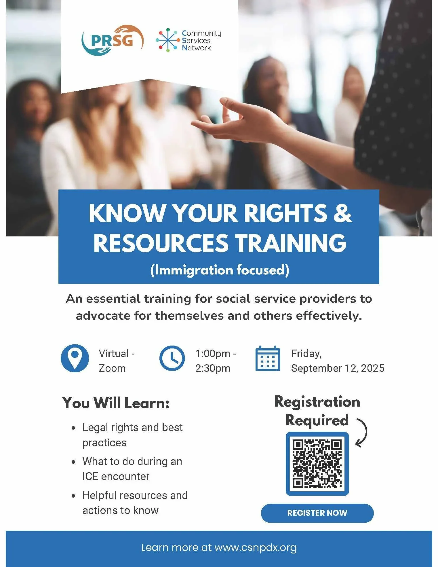 Virtual Know Your Rights & Resources Training (Immigration Focused)