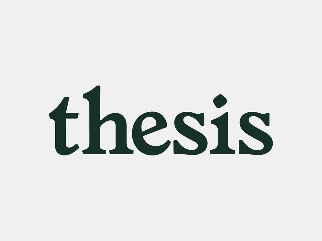 The word "thesis" written in black font on a light gray background.