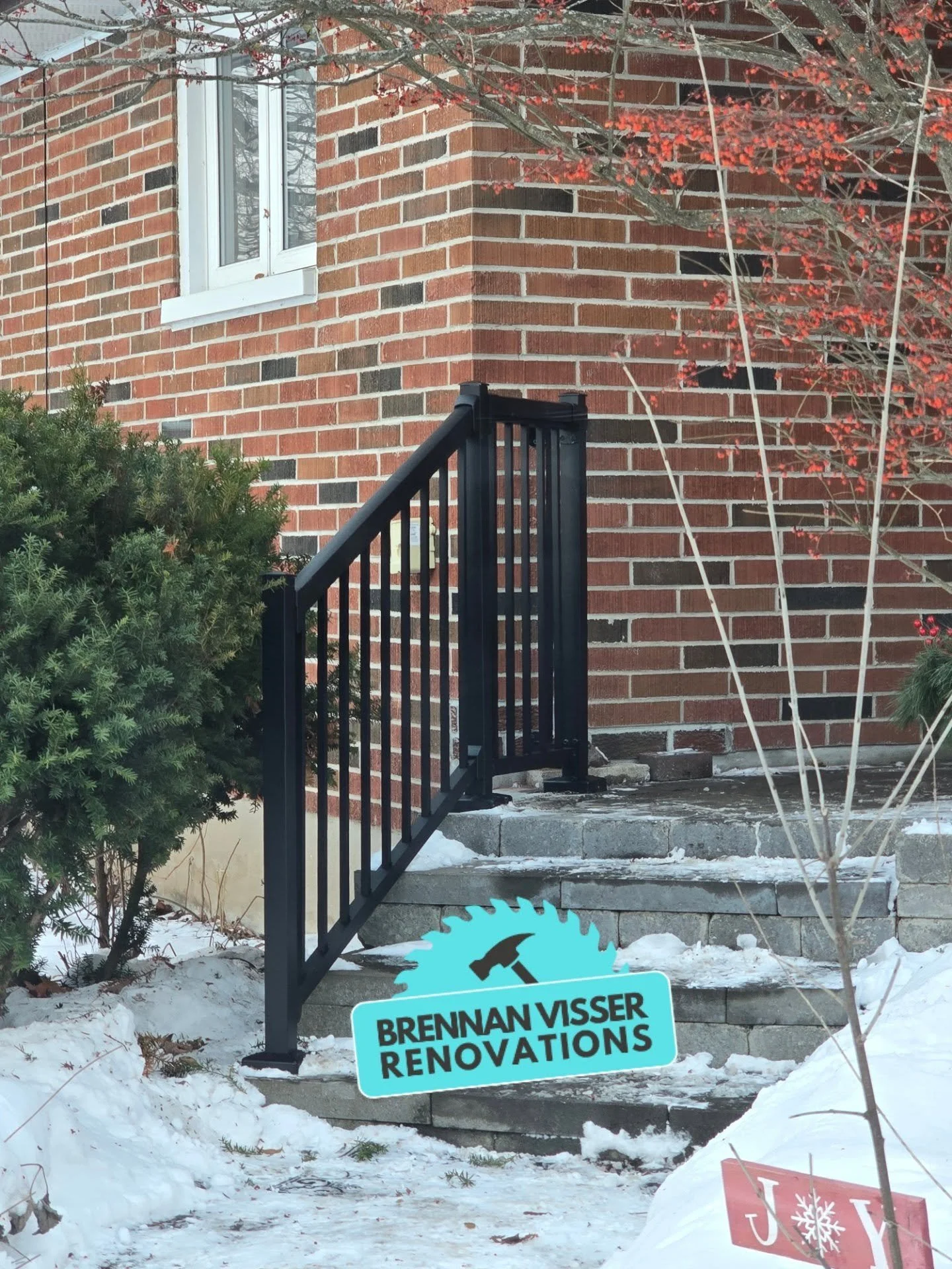 A nice little railing, among multiple other accessibility railing additions to a shower and 2 other stair cases to my lovely client's home in Barrie! Love how this turned out!