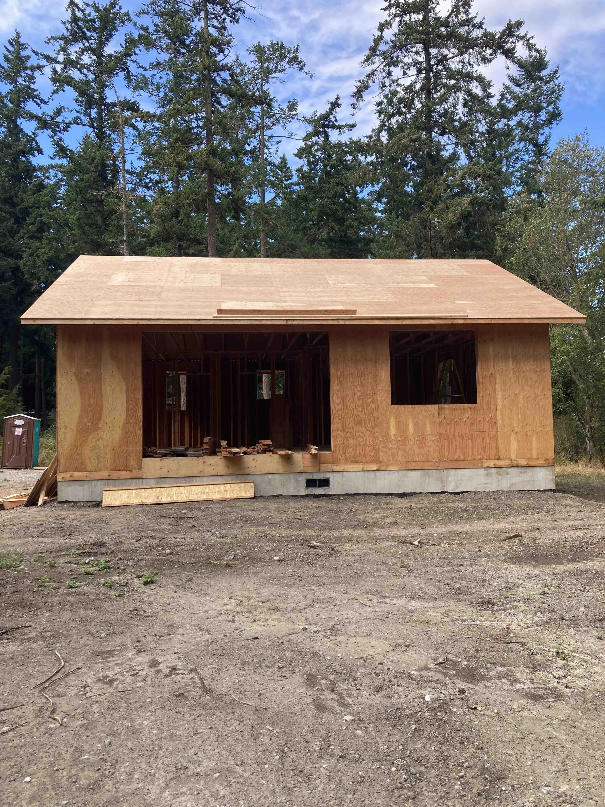 Complete framing of new affordable home construction in Port Townsend
