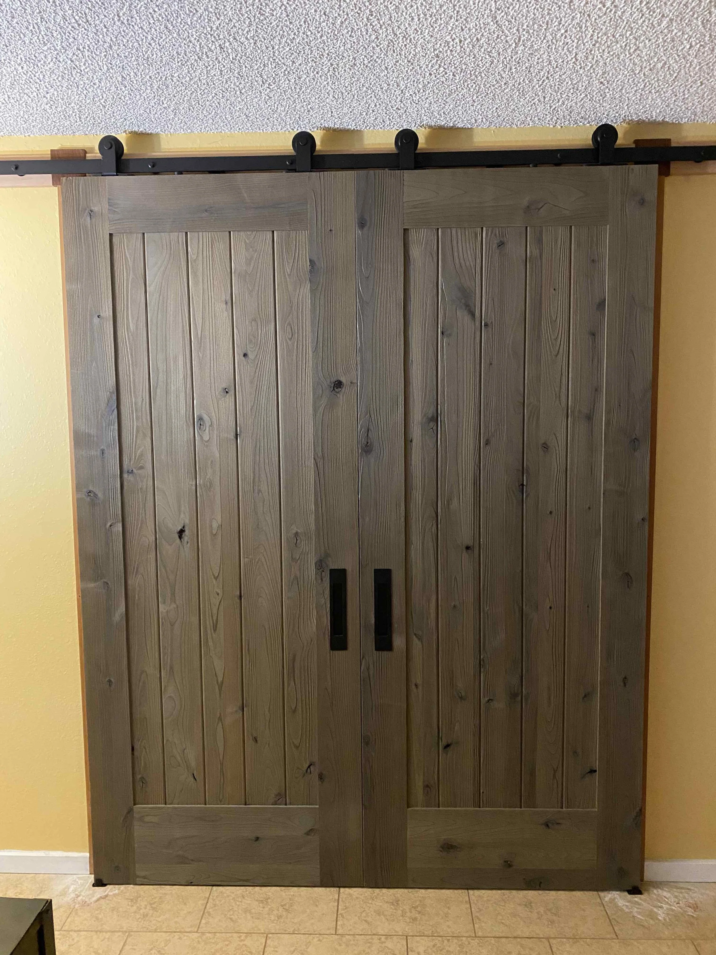 Beautiful finish on a sliding barn style door on a home remodel in Port Townsend
