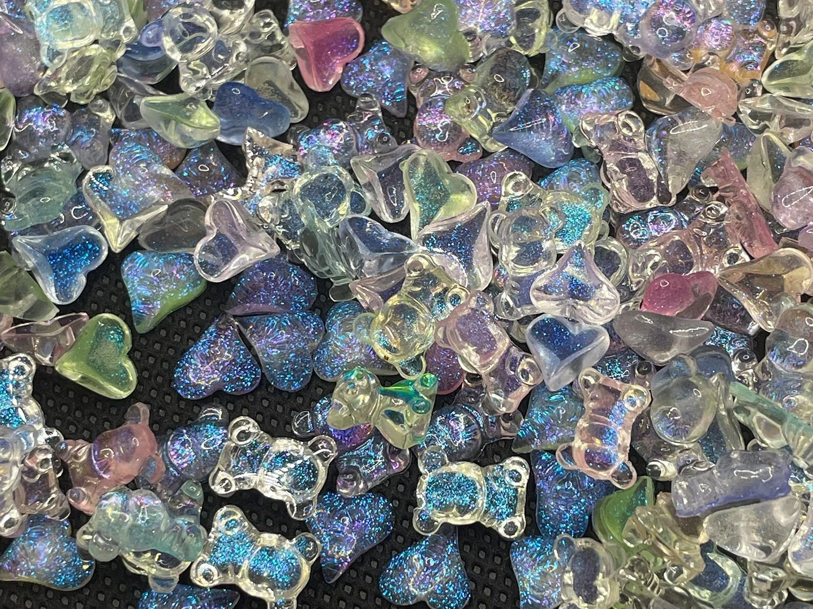 50/100Pcs Mix Teddy Bear/Hearts Glow in Dark Nail Charms, DIY Charms, Flatback Charms, Charm Lot