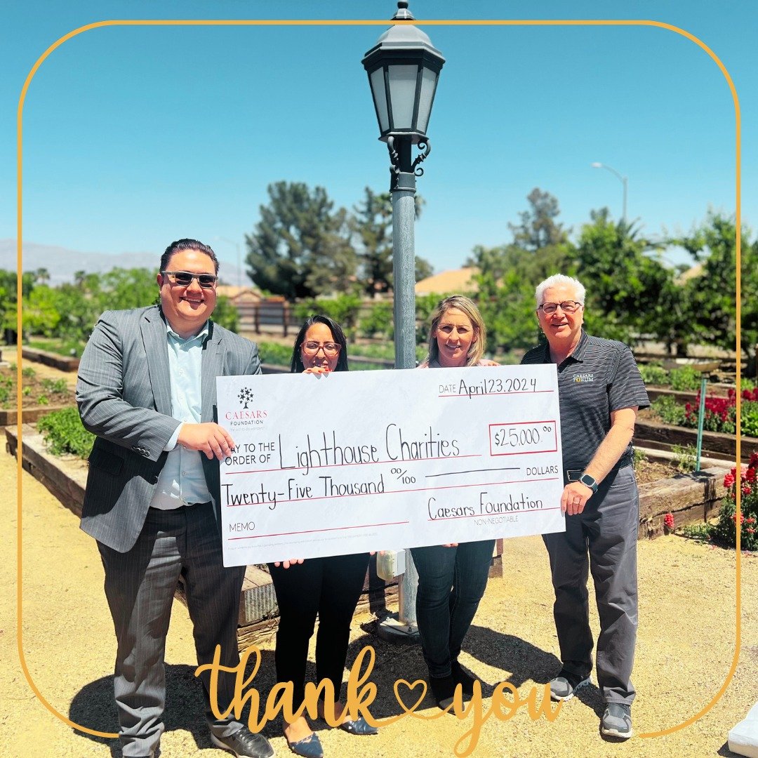 We are so grateful for our continued partnership with our friends at @caesarsentertainment!

This generous donation will directly help fund our garden workforce training program for clients at Lighthouse Charities.

We simply could not provide the op