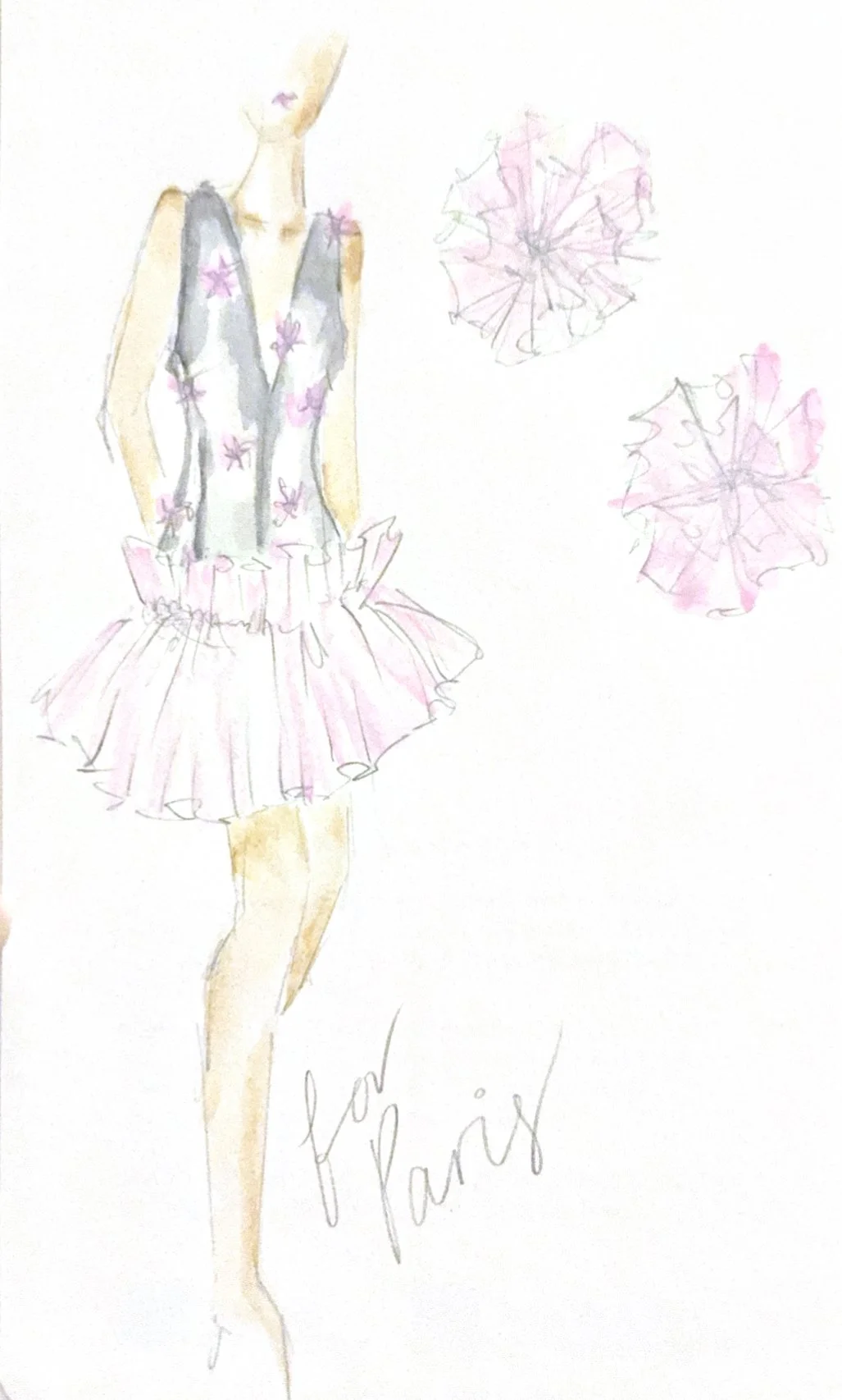 Here this is an example of a quick watercolor sketch I like to do as a preliminary design idea
