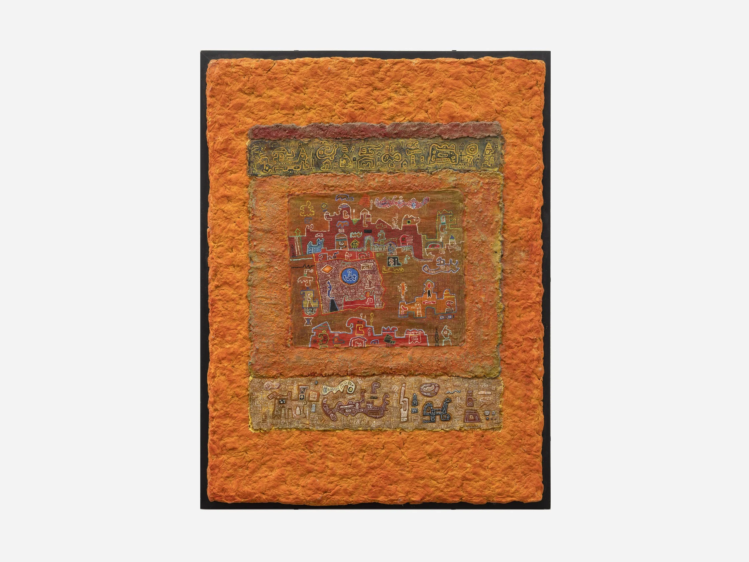 Desert Interlude, 1987,
paper pulp and mixed media on canvas,
24 x 18 inches; 61 x 45.7 centimeters,
LSFA# 14338