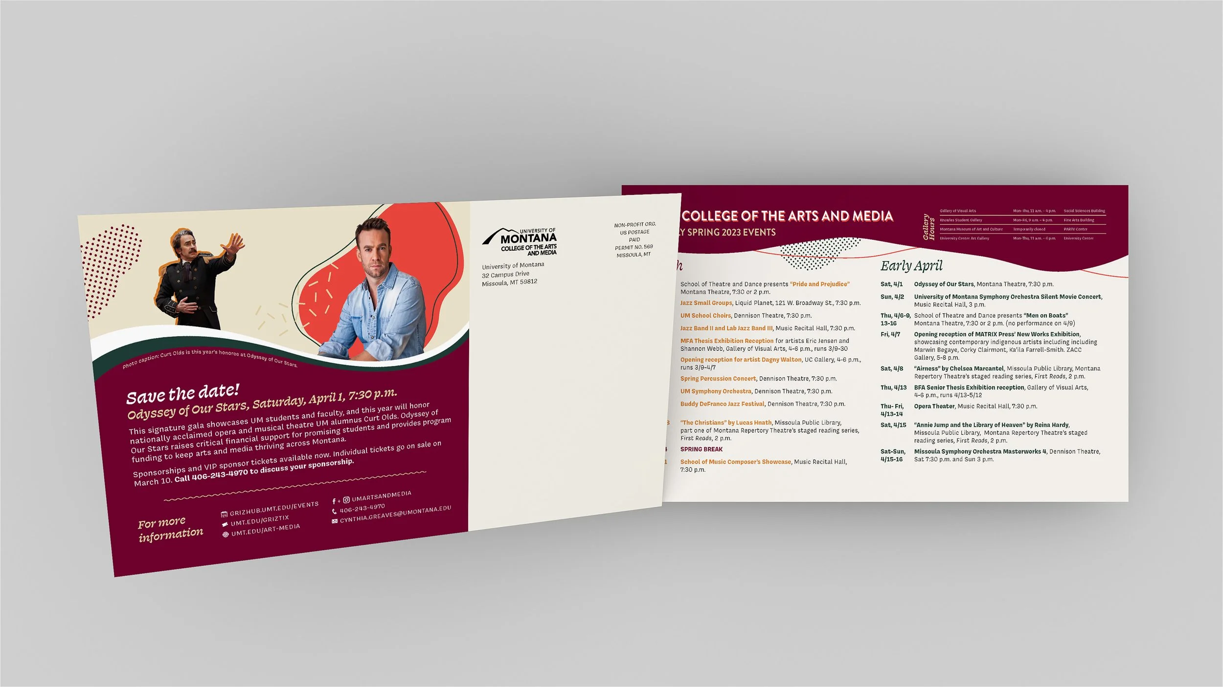 And single postcard features a short letter and a list of events.