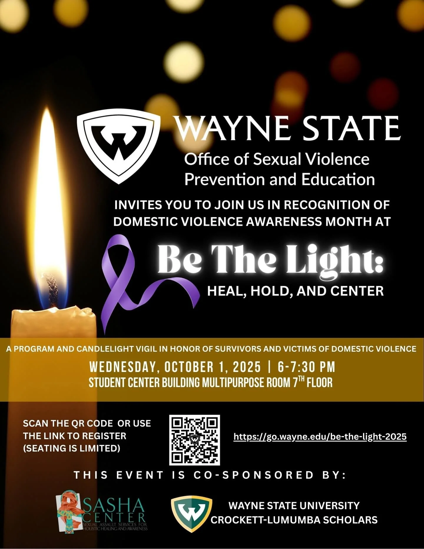 Join Alpha Chapter's campus Office of Sexual Violence Prevention &amp; Education for a candlelight vigil for those taken by sexual, and domestic violence