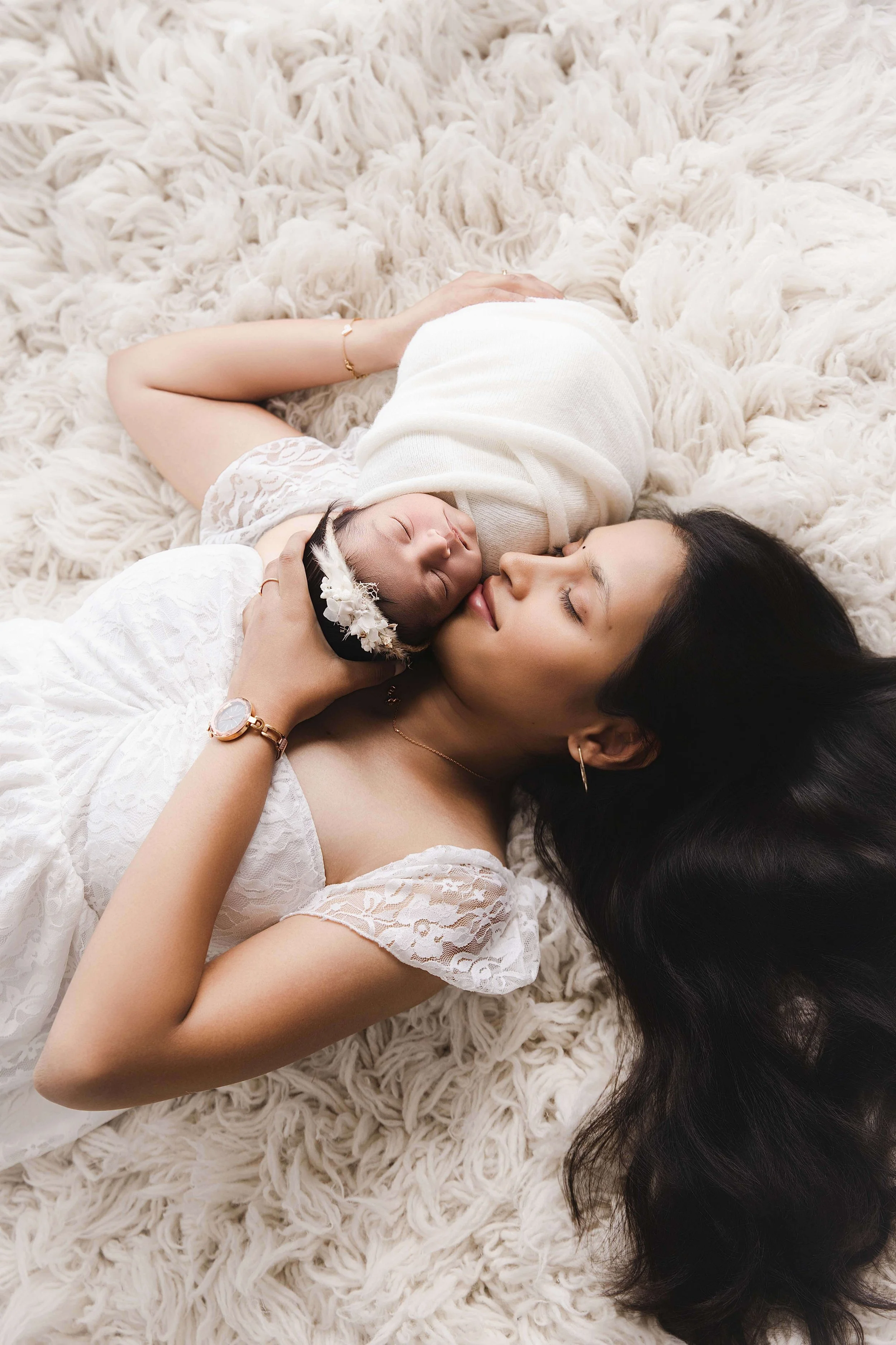 Dreamy mom and newborn shot