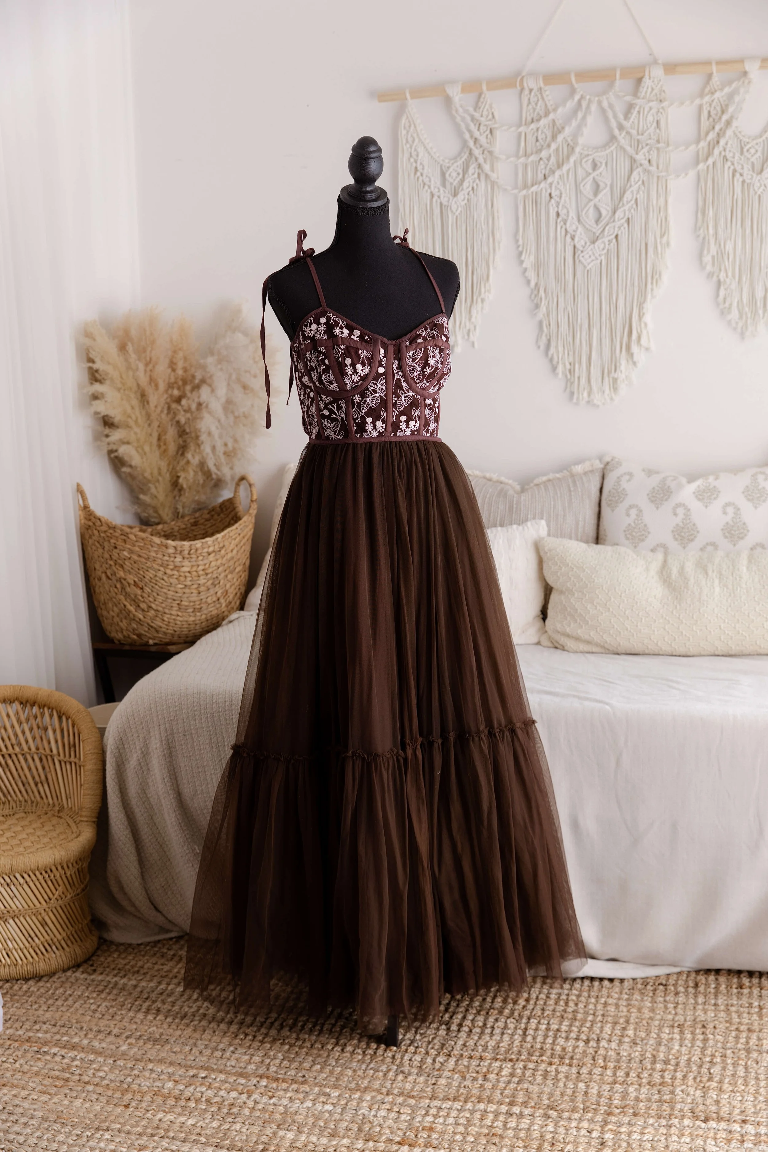 Brown Floor-Length Dress