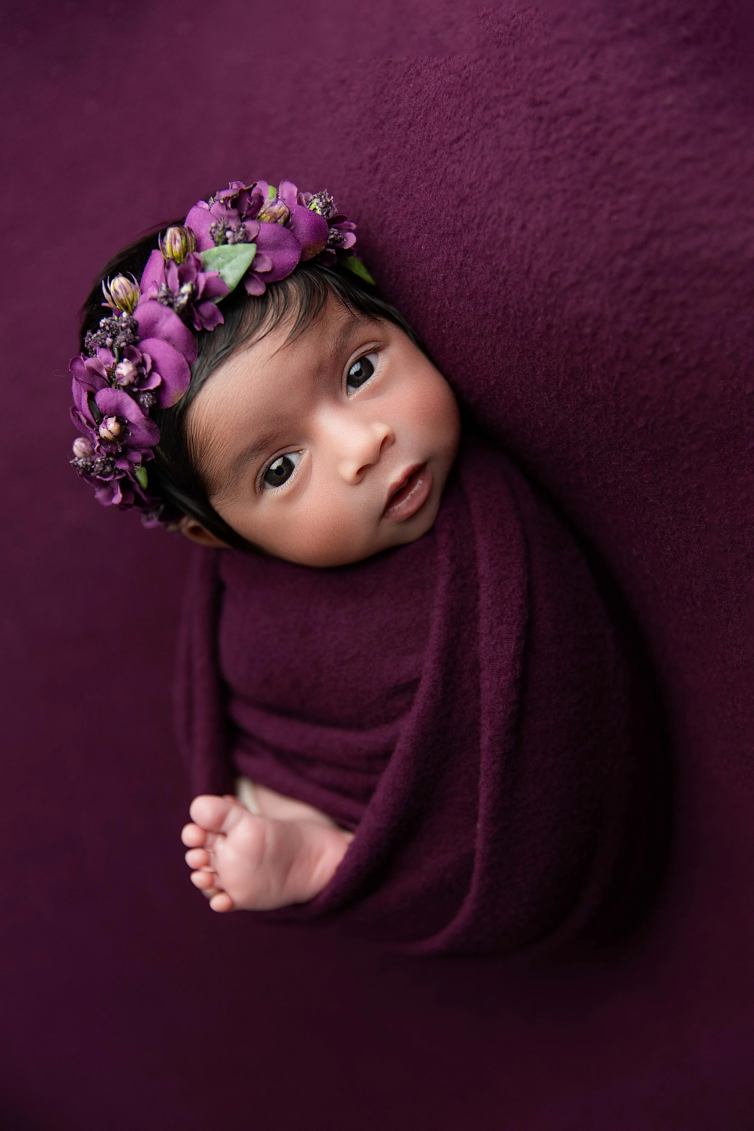 baby girl with eyes open