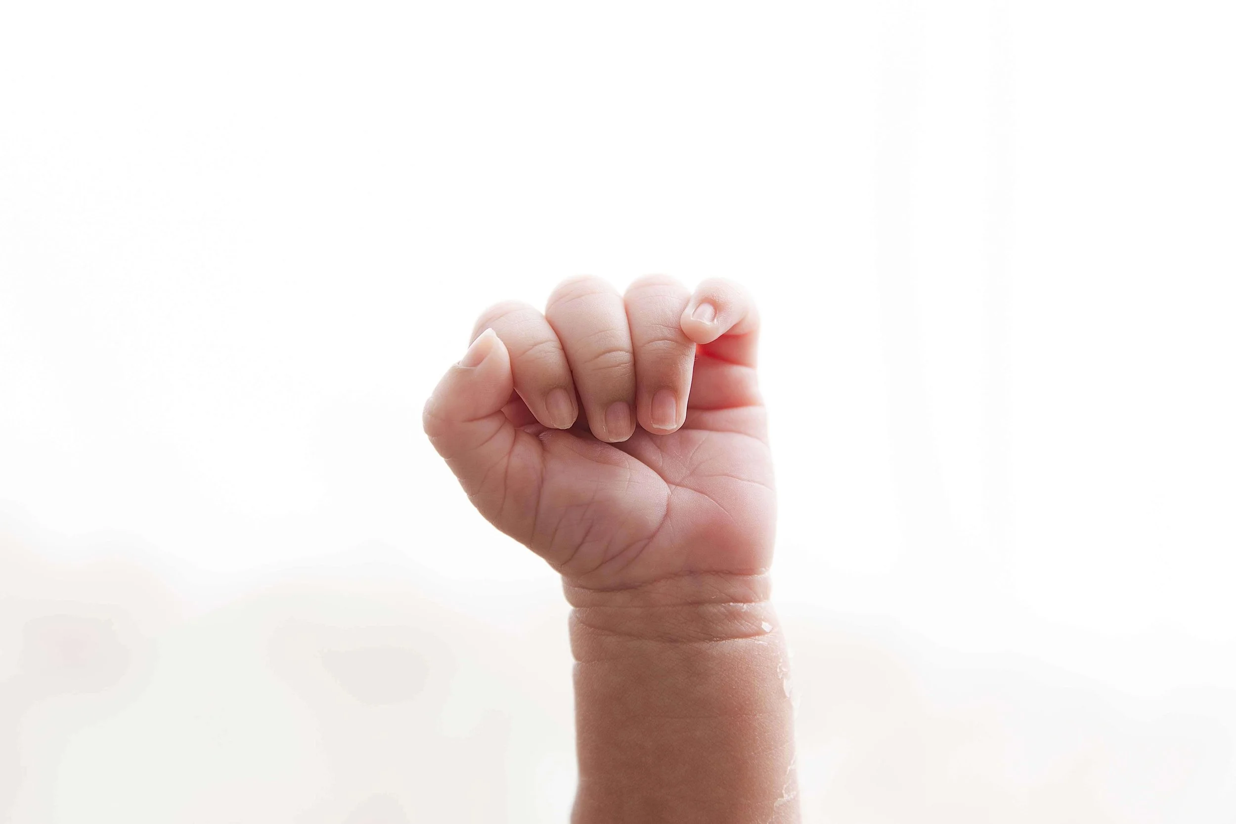 newborn macro photo of hand
