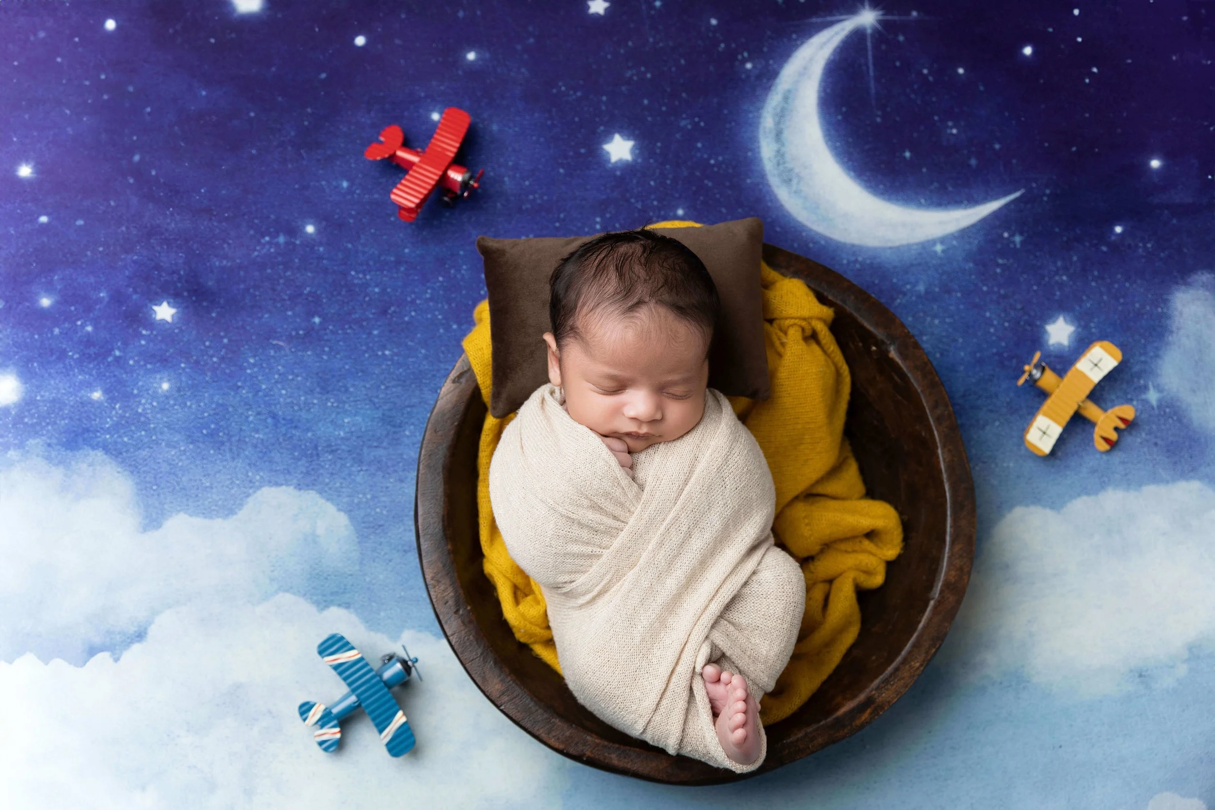 Wrapped Baby Boy in Bowl