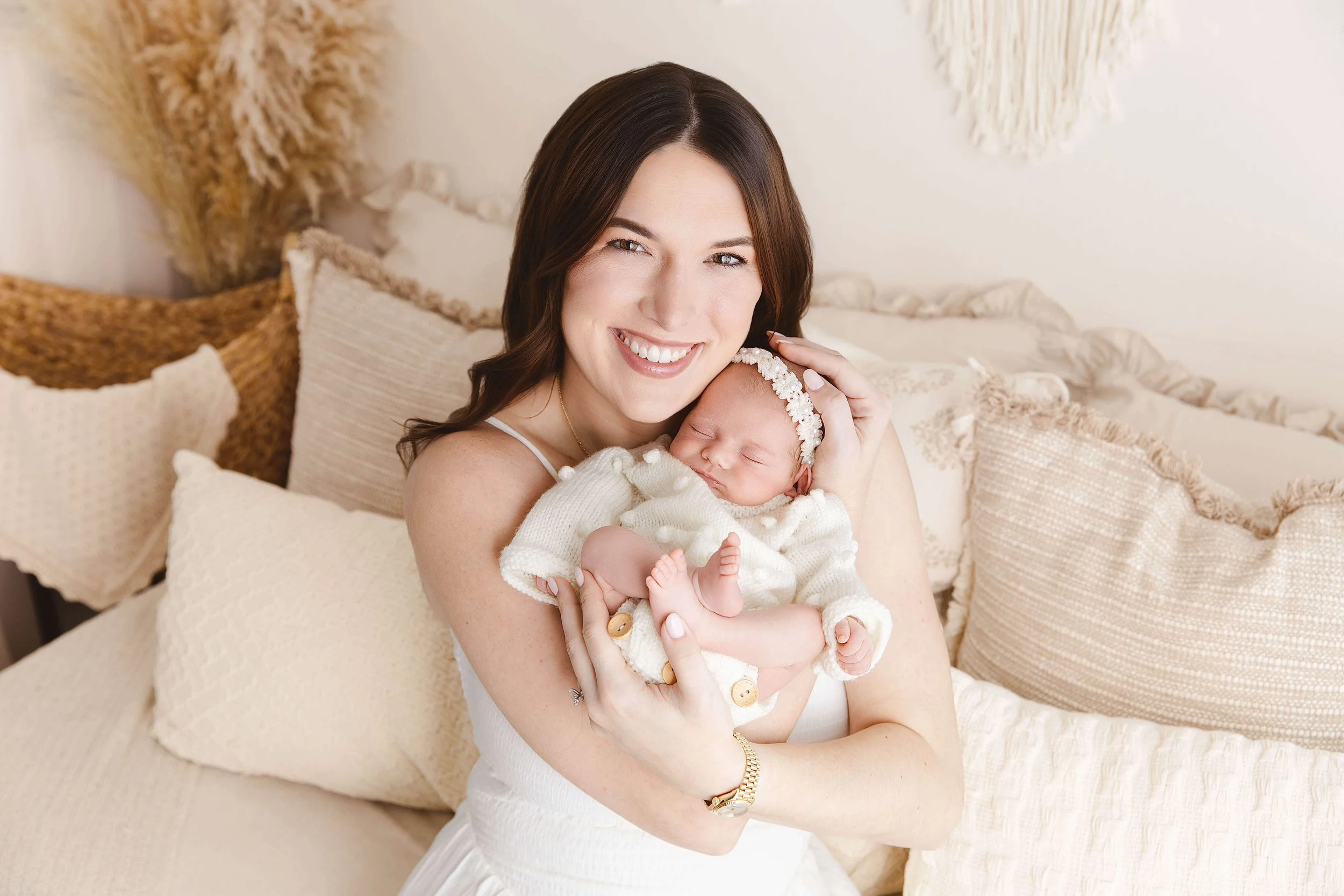 Mother holding her daughter close