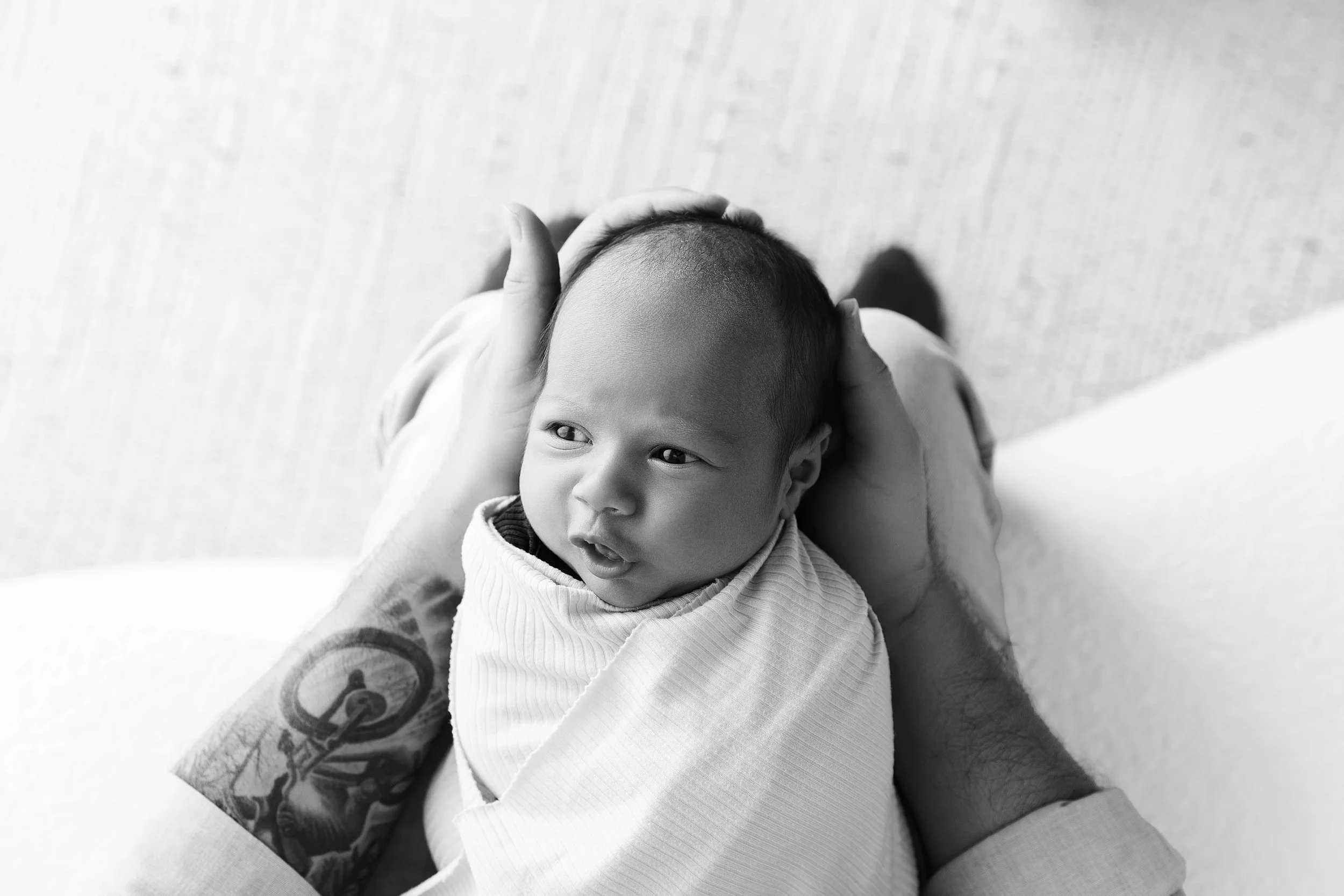 black and white newborn photo