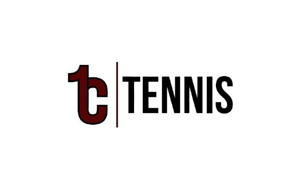 Logo with a red monogram on left and the word 'TENNIS' in black capital letters on right.