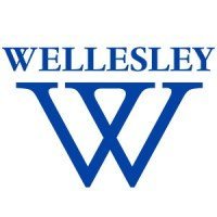 Wellesley University logo featuring a large blue 'W' with the word 'Wellesley' above it.