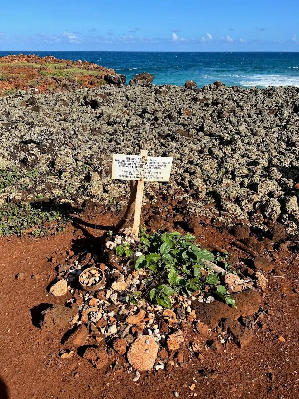  Historic structure near the ocean on Kauai, possibly of major religious significance. 