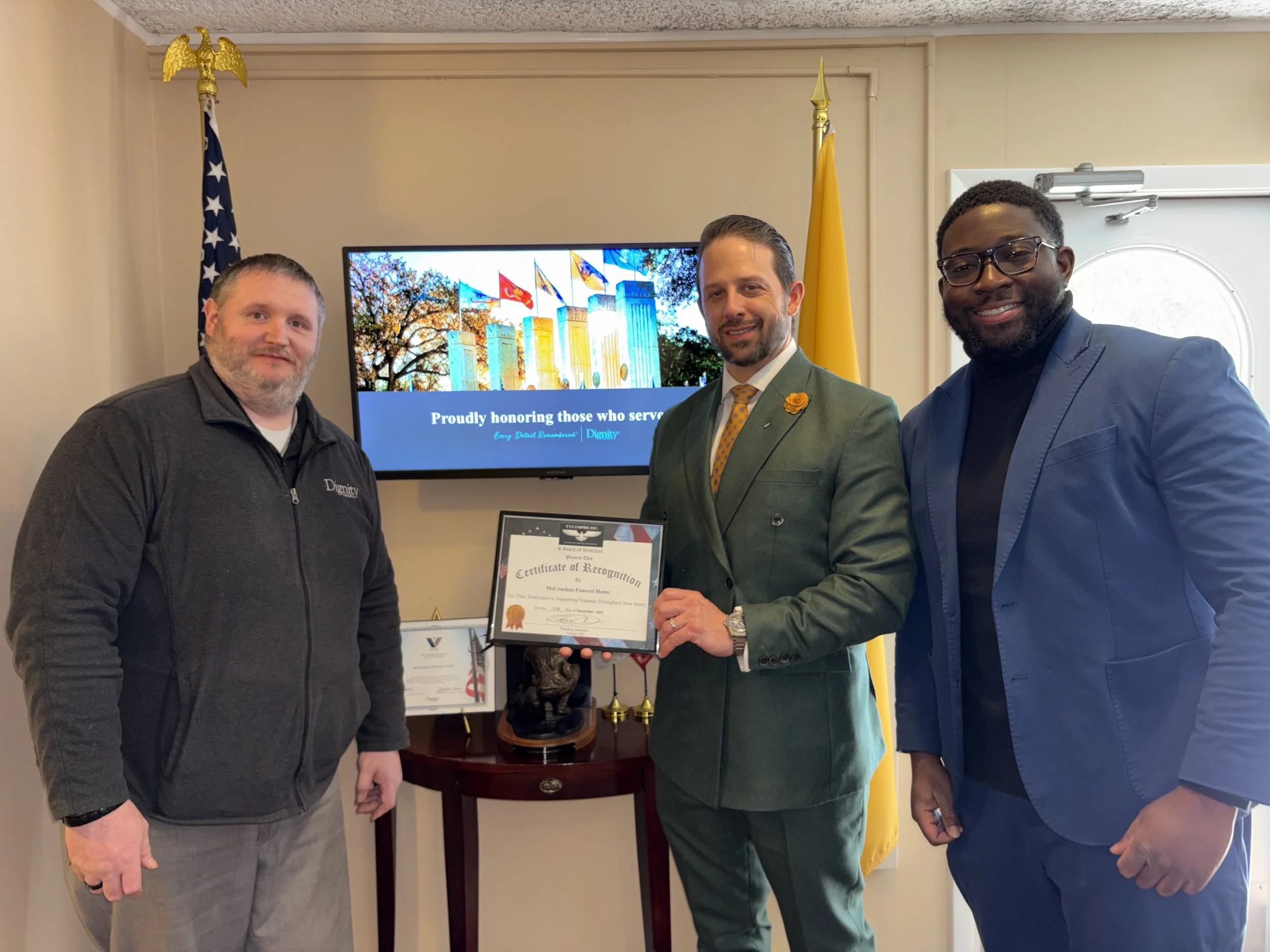 TTA EMPIRE Inc. Honoring McCracken Funeral Home for their continued support to veterans and our mission.