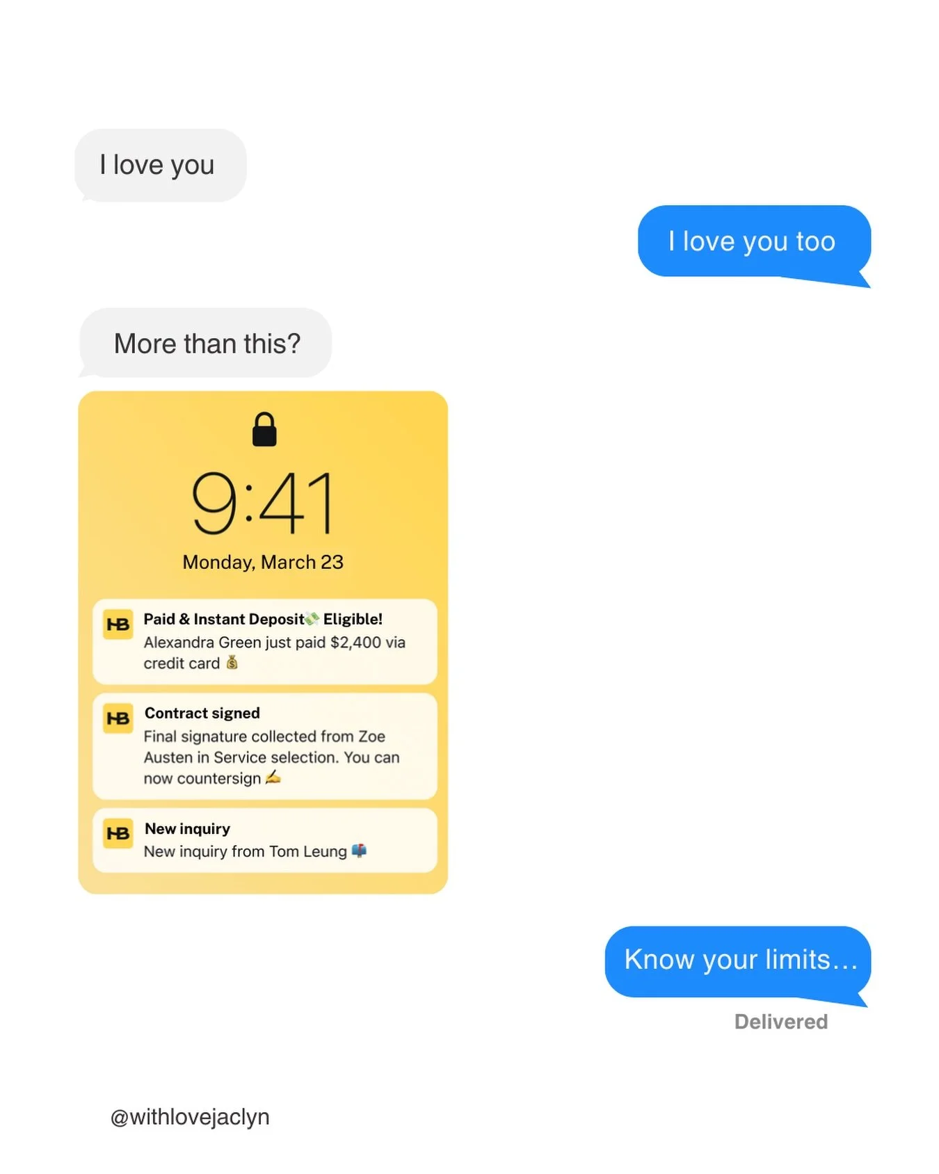 sorry babe, nothing tops a @honeybook notification 💛