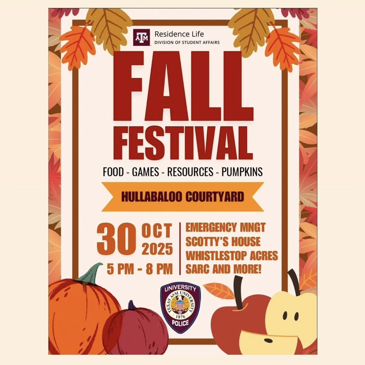 TAMU Fall Festival in the Hullabaloo Courtyard