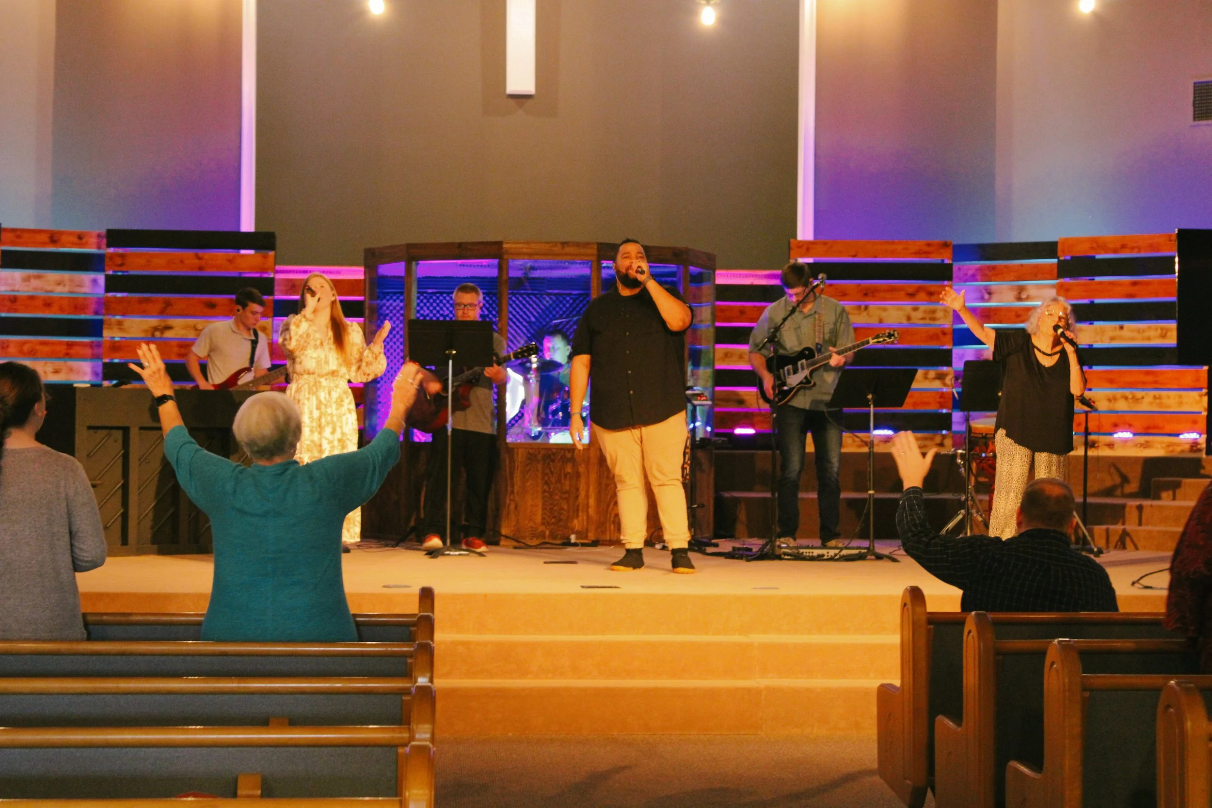 Picture of worship team on Sunday morning