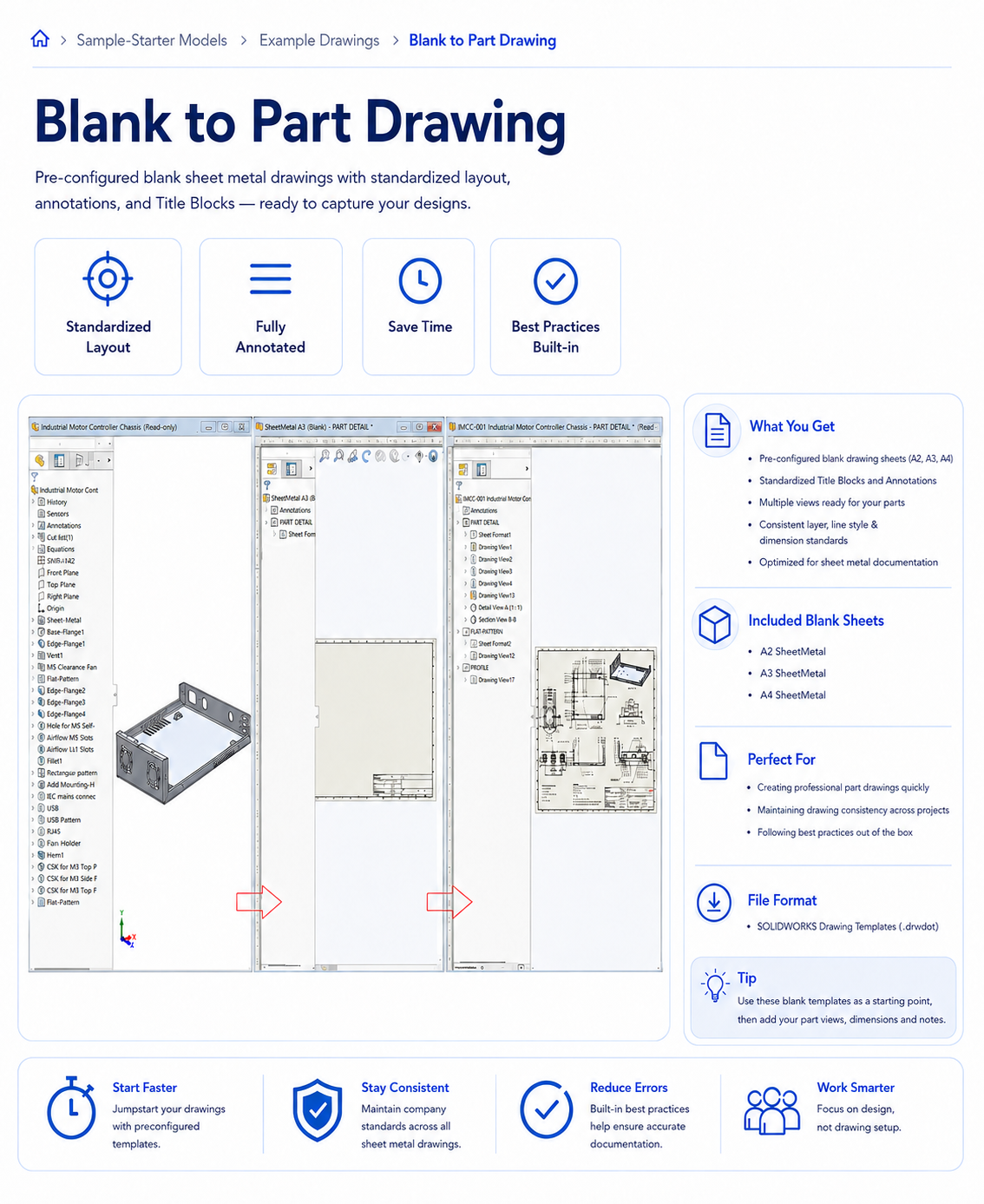 Solidworks Sheetmetal Starter Kit - Blank to part drawing-A.png