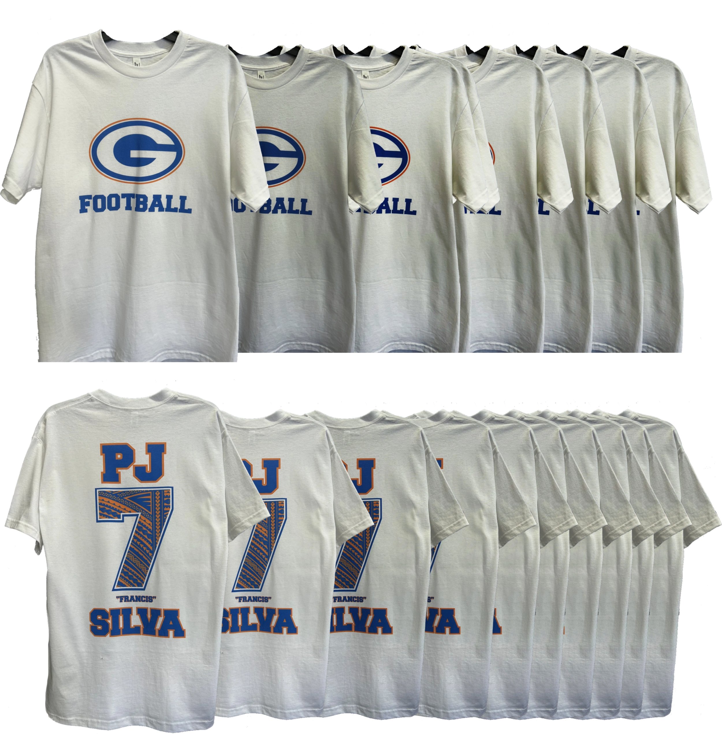 10 Custom Printed T-shirts, double sided print