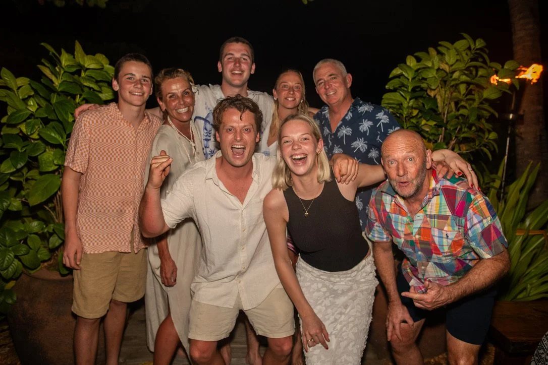 Family fun and smiles after an amazing day of surfing