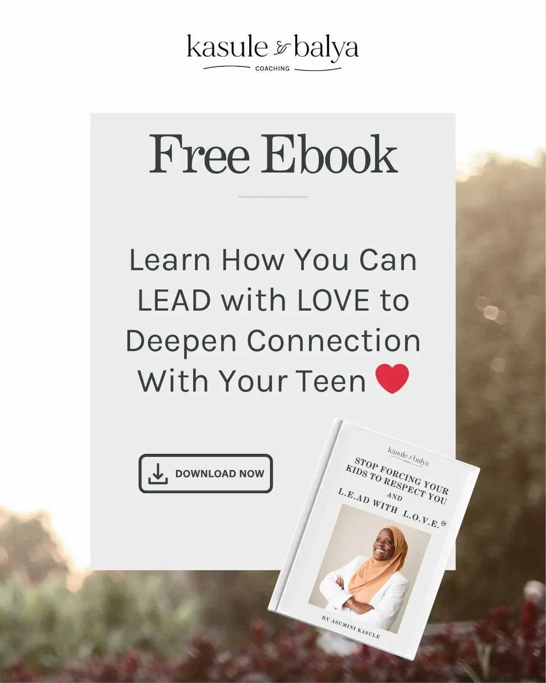 This EBook walks you through: 
- Expectations you may create as a parent 
- The problem with these expectations and how they affect your teens 
- How my methodology L.E.A.D with L.O.V.E.&trade; can be used to overcome this problem and achieve your gr
