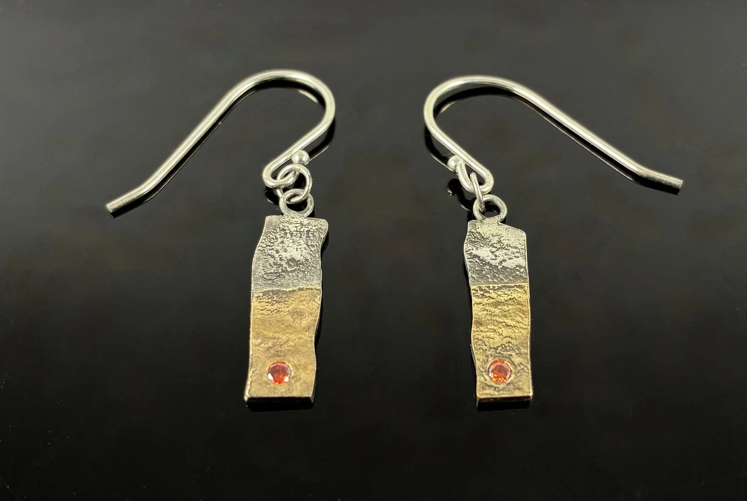 (33) Sterling silver and Gold and Citrine Earrings