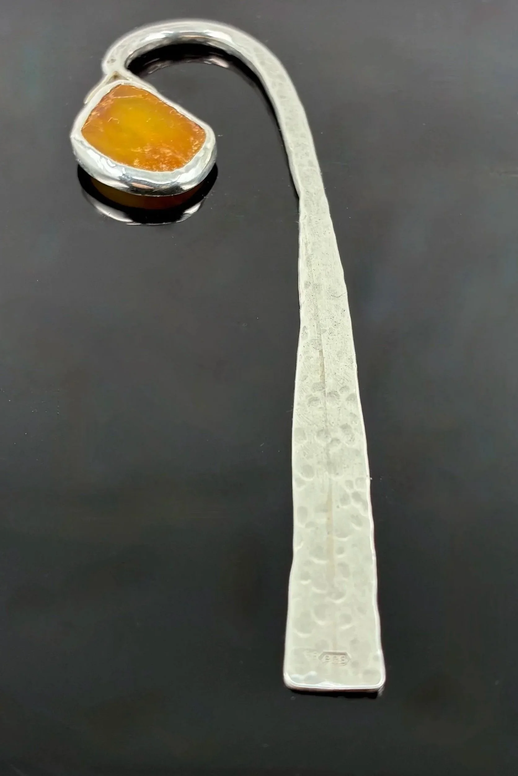 (8) Sterling Silver and Norfolk Amber Book Mark