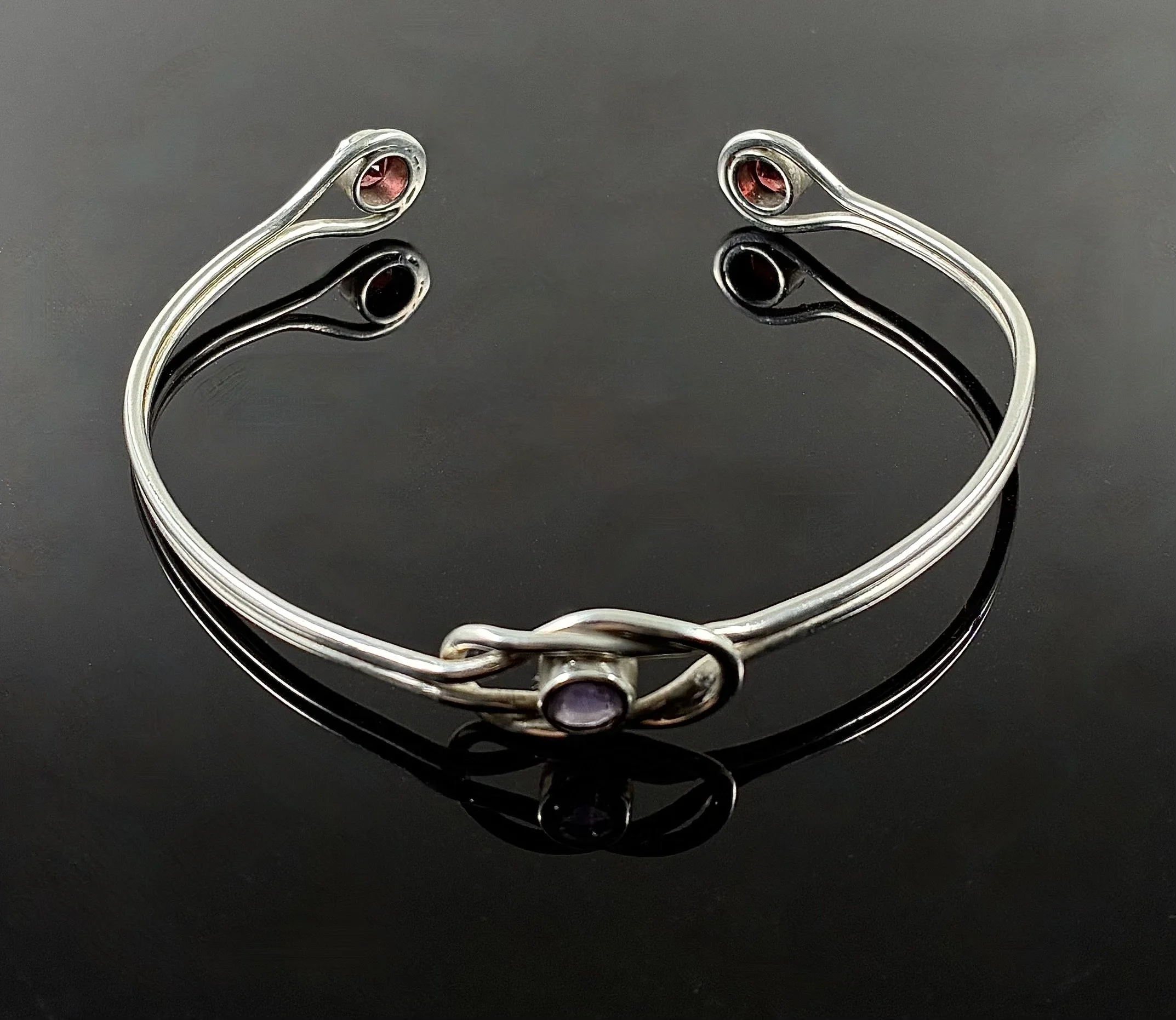 (7) Sterling Silver and Amethyst Bangle