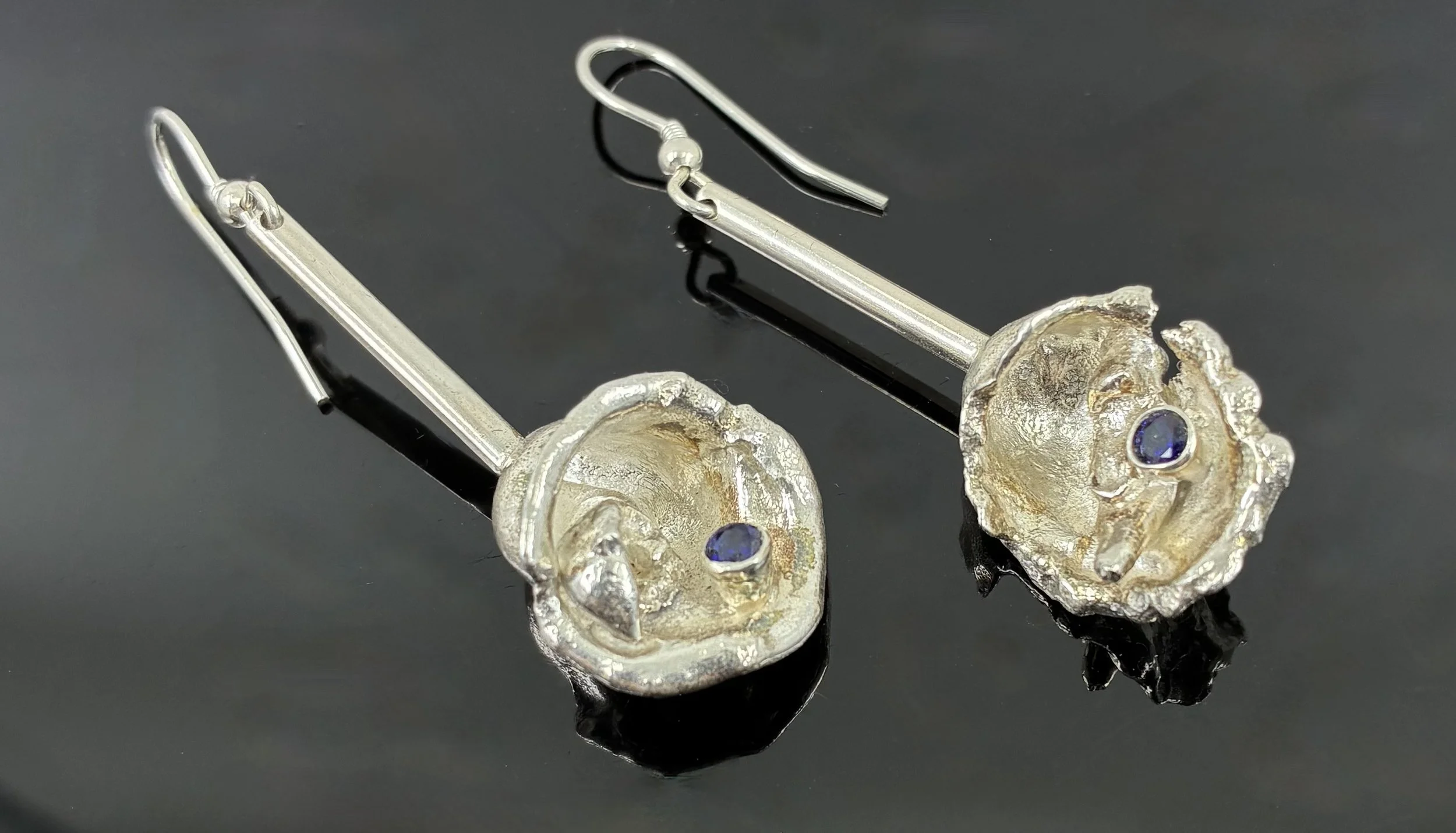 (11) Sterling Silver and Sapphire Earrings