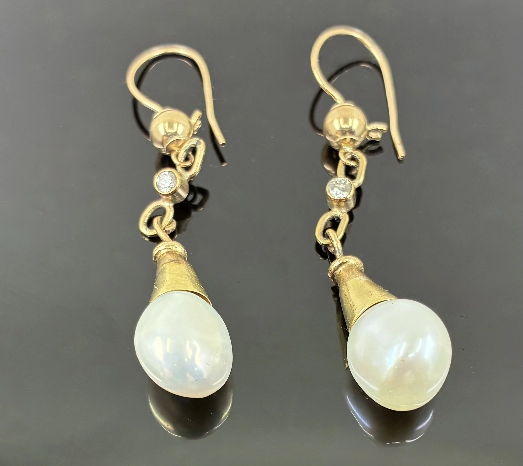 (31) 9ct Gold and Pearl and Diamond Earrings