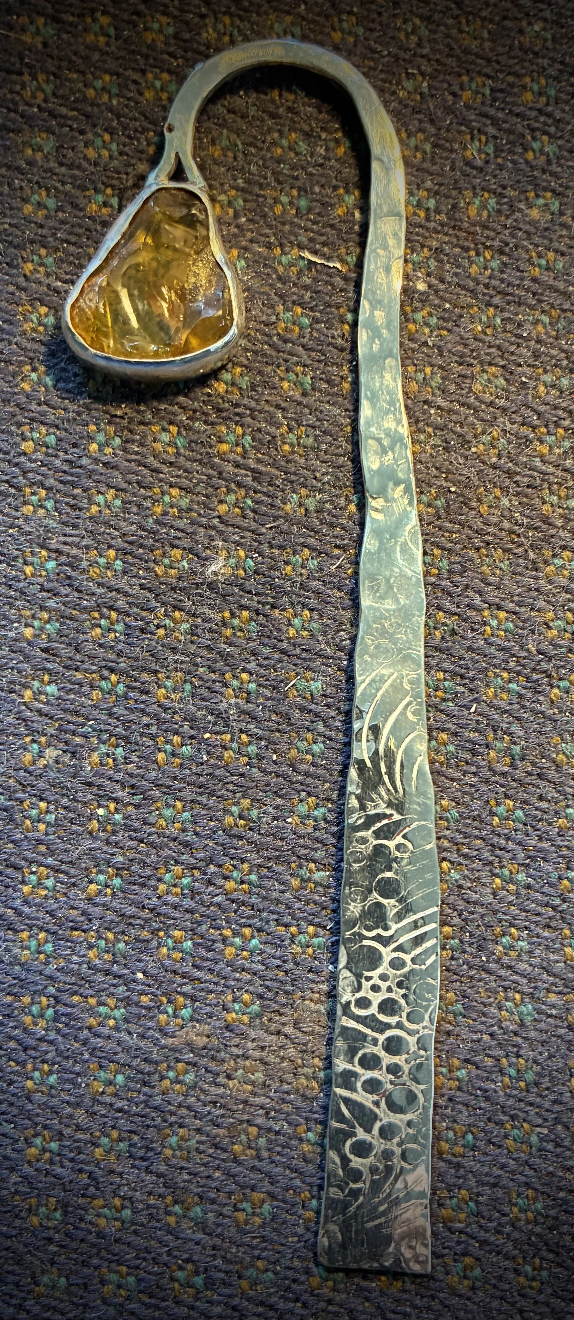 (40) Sterling Silver and Raw Amber Book Mark