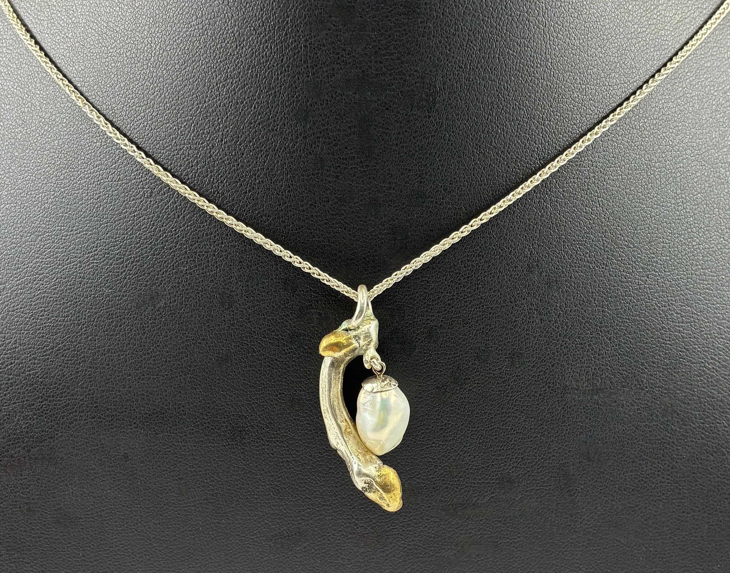 (7) Sterling Silver and Pearl and Gold Plate Pendant