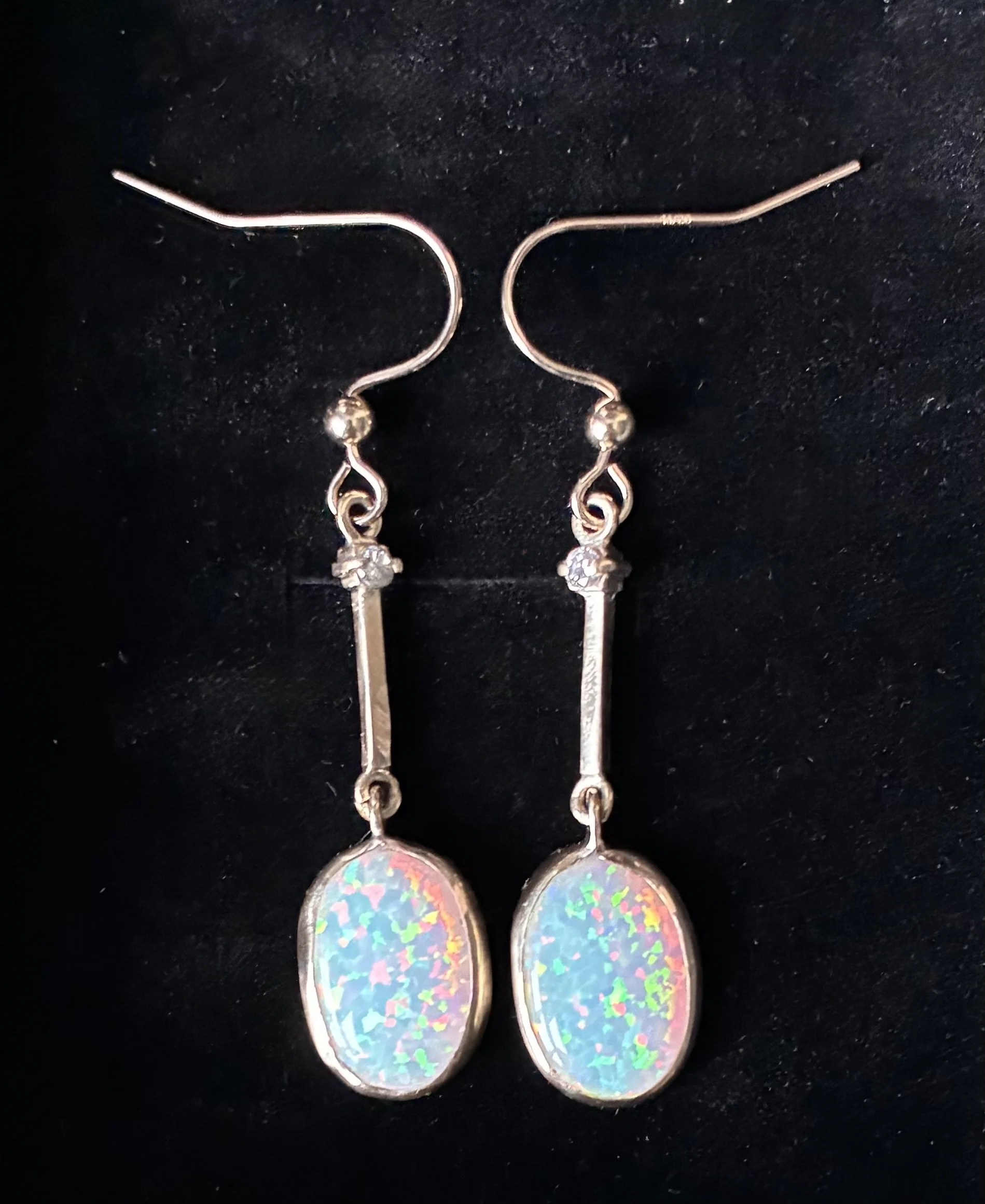 (23) 9ct Gold and Opal and Diamond Earrings