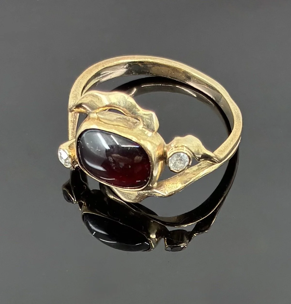 (49) 9ct Gold and Garnet and Diamond Ring